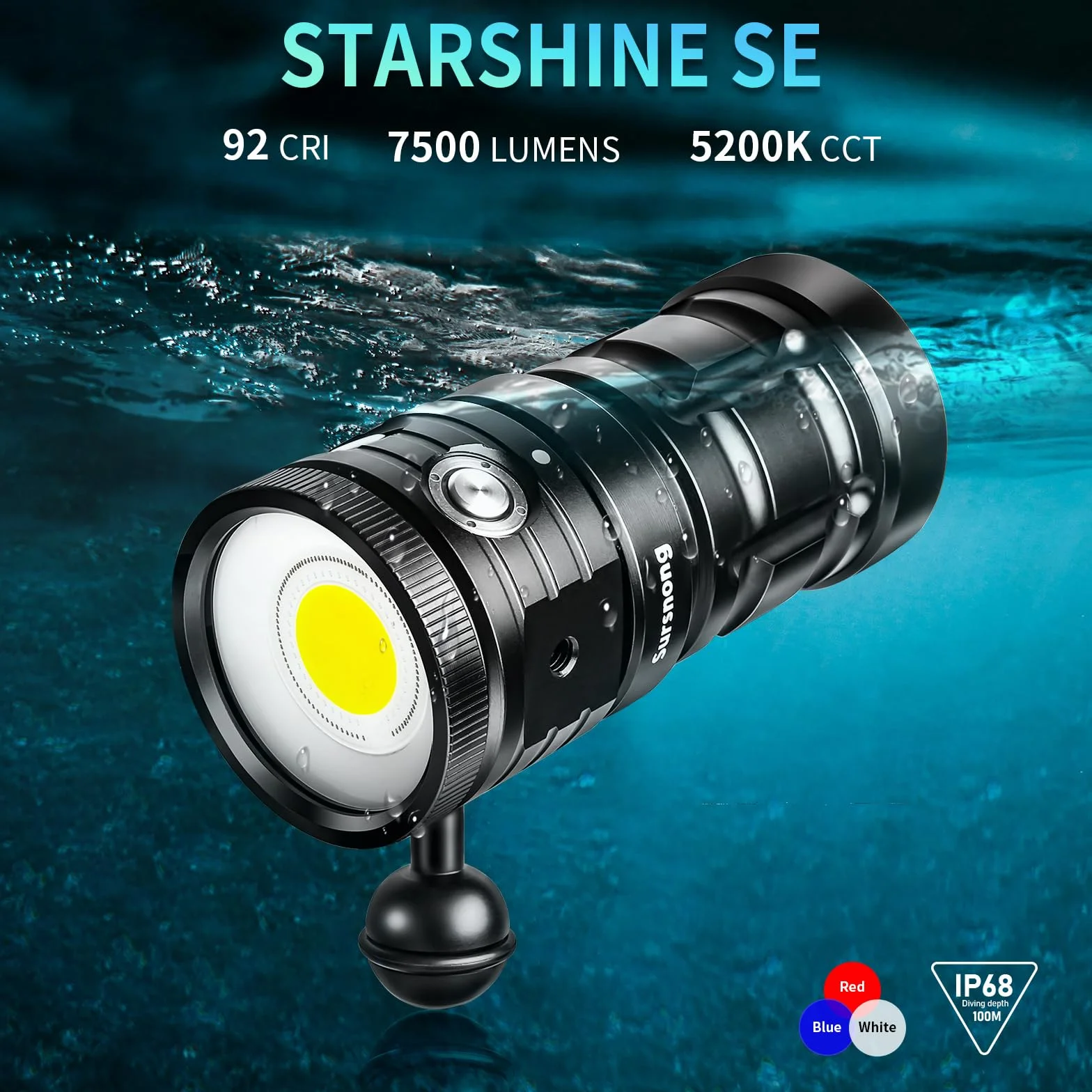 Starshine SE 7500 Lumens Dive Light profesjonalna lampa podwodna 92 CRI 5200K biały światło USB-C
