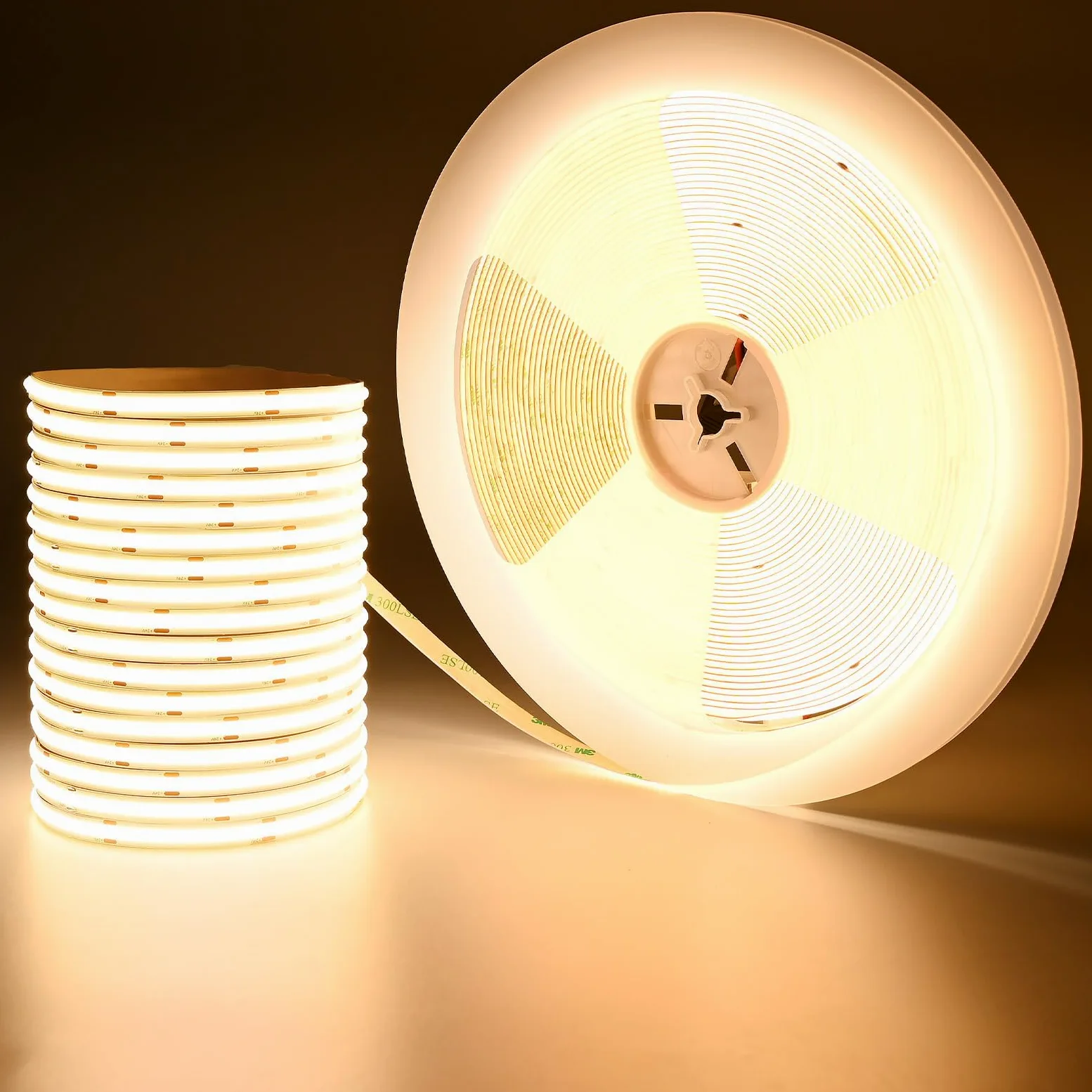 GOMING Taśma LED COB 24V 20M Ciepła Biel 3000K 146W 14000lm CRI 93+ 480LED/M Jednolite Światło IP20 Nie Wodoodporny Elastyczny Światła Taśmą LED dla DIY Dekoracja Domu(Zasilacz nie Dołączony) | Luminescence Uniform CRI 93+ wysoka jasność 14000lm elastyczn
