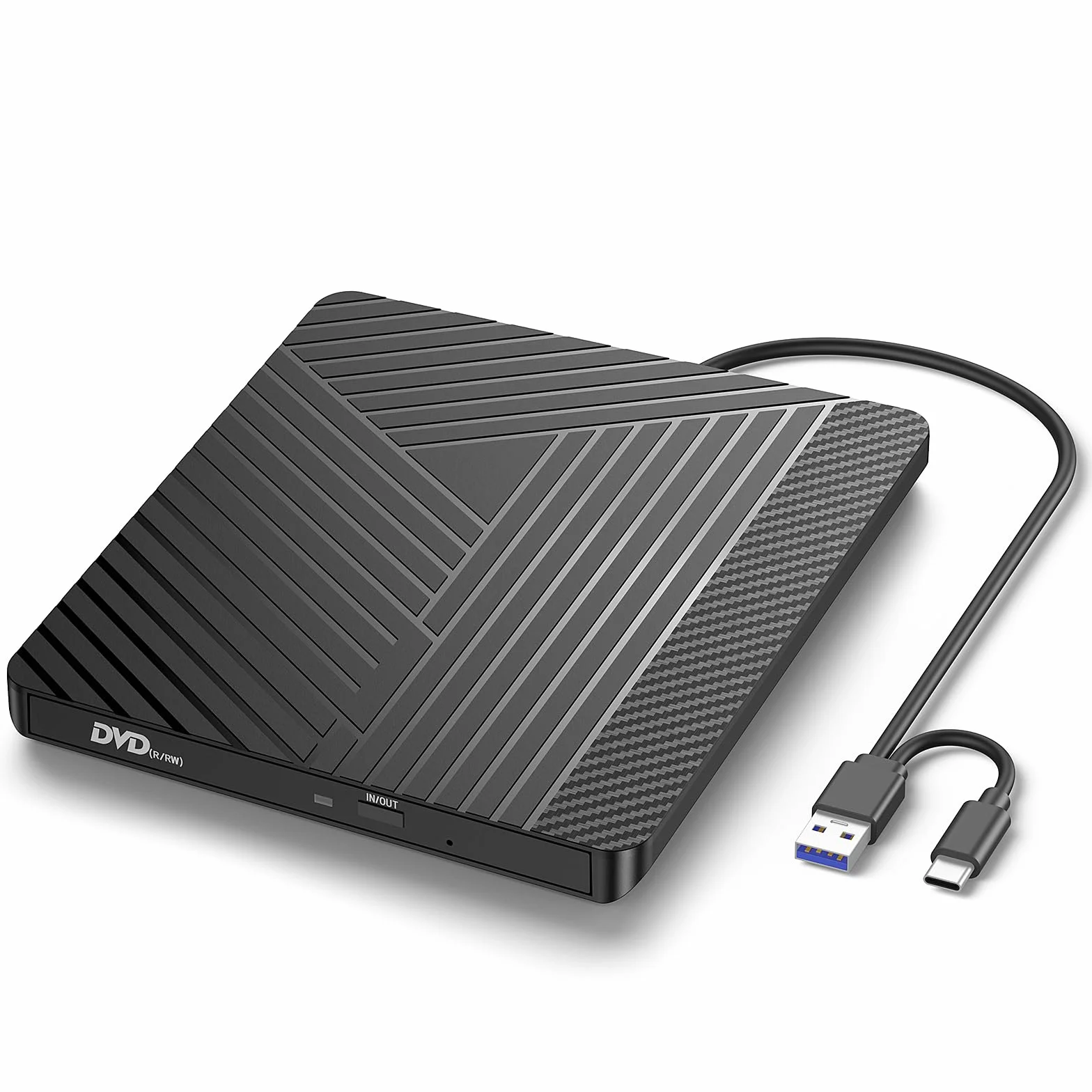 Zewnętrzny odtwarzacz CD DVD, USB 3.0 i Type-C Nagrywarka CD DVD Napęd zewnętrzny, ultra cienki zewnętrzny dyskietka CD DVD +/-RW Drive dla komputerów Laptop Desktop MacBook Mac OS Win11/10/8