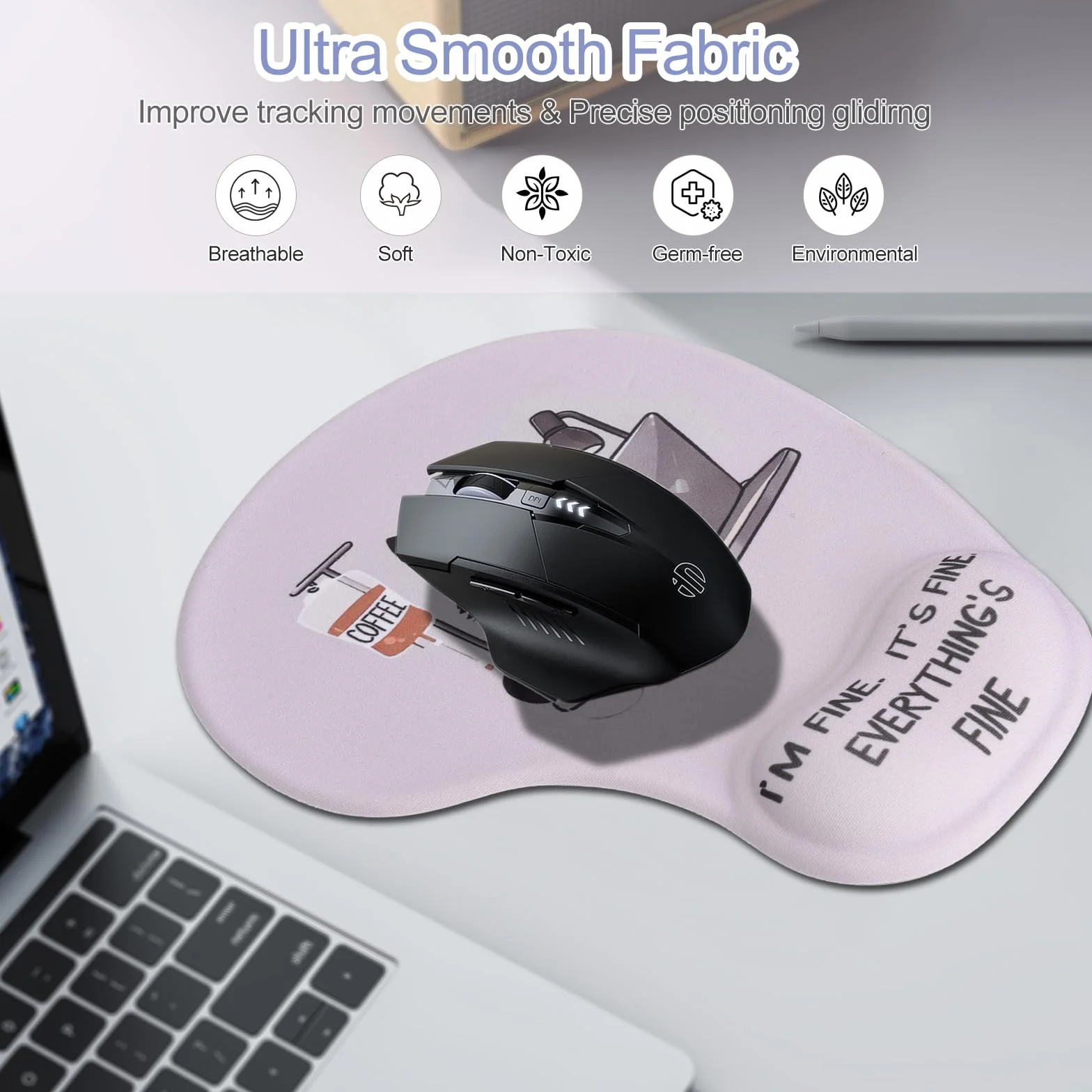 podkładka pod mysz z podpórką pod nadgarstek, mała ergonomiczna podkładka pod mysz do komputerów stacjonarnych i laptopów, gadżety do domowego biura