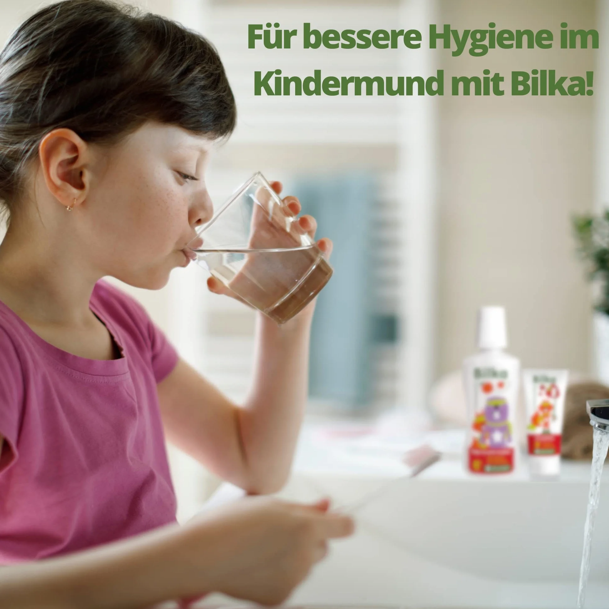 Bilka Homeopathy Płyn do płukania jamy ustnej dla dzieci od 6 lat – płukanka o smaku mandarynki, bez alkoholu i cukru, remineralizuje zęby i odświeża oddech, bez fluorków, bez mentolu, 250 ml