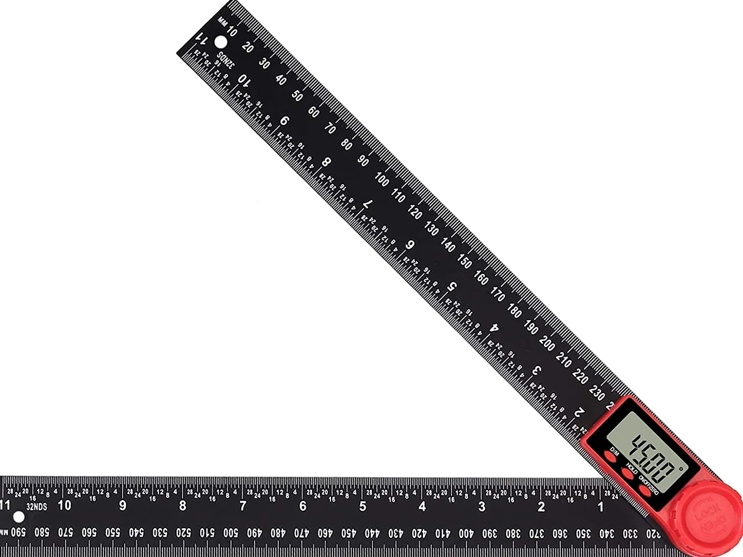 LICER LOWER LINIRER 12-calowy 360 ° Kątomierz Narzędzia 300 mm Wielofunkcyjny nylonowy licznik władcy z funkcją zero i blokady
