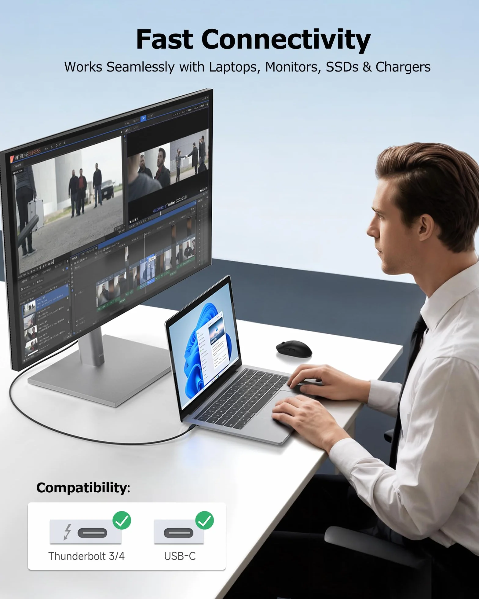 Cable Matters kabel USB4 40 Gb/s – 2 m, wideo 8K@60Hz / 4K@240Hz, ładowanie 240W, transfer 40 Gb/s, czarny, zgodny z Thunderbolt 4, MacBook, XPS, Surface Pro