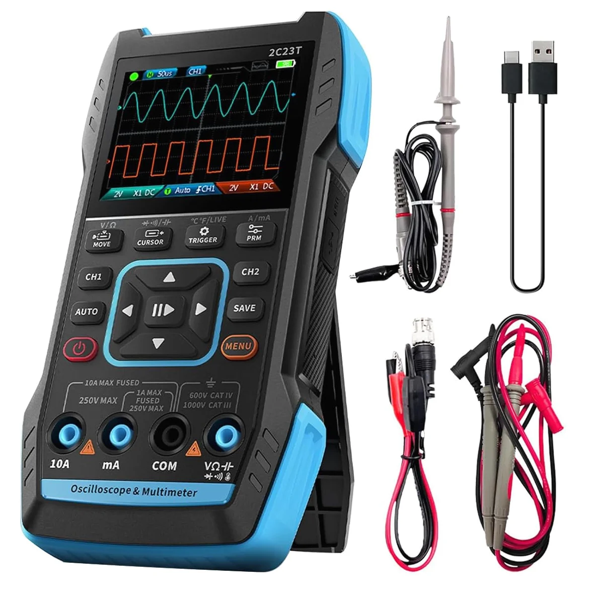 DollaTek 3 w 1 oscyloskop cyfrowy multimetr generator sygna?u o przepustowo?ci 10 MHz cz?stotliwo?? próbkowania 50 MSa/s TRMS 9999 liczba kana?ów podwójne narz?dzia samochodowe
