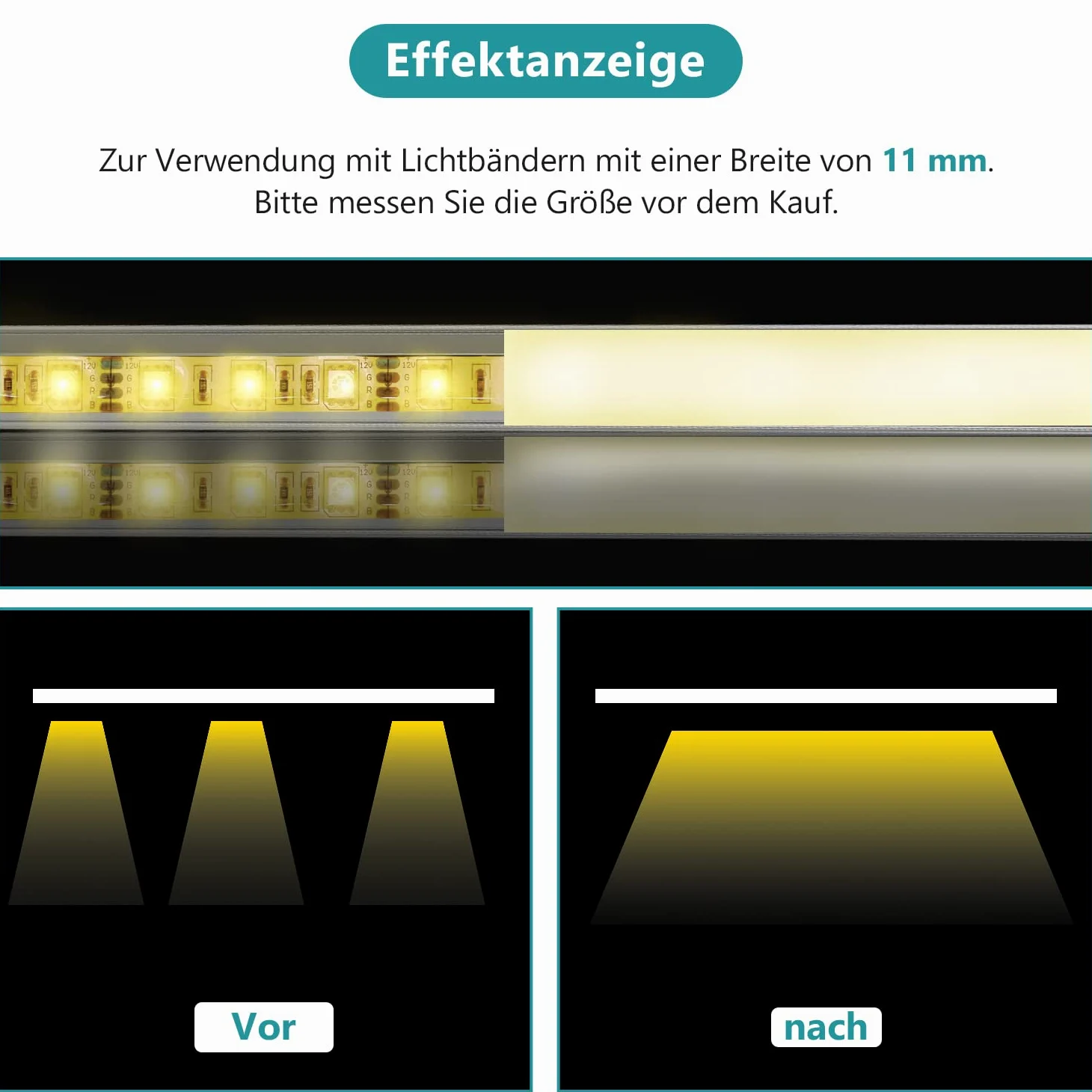 Sonnewelt Profil aluminiowy LED w kształcie litery V, 1 m, 20 sztuk do taśm LED do 11 mm, z osłoną, zaślepkami i klipsami montażowymi do taśm LED i taśm LED