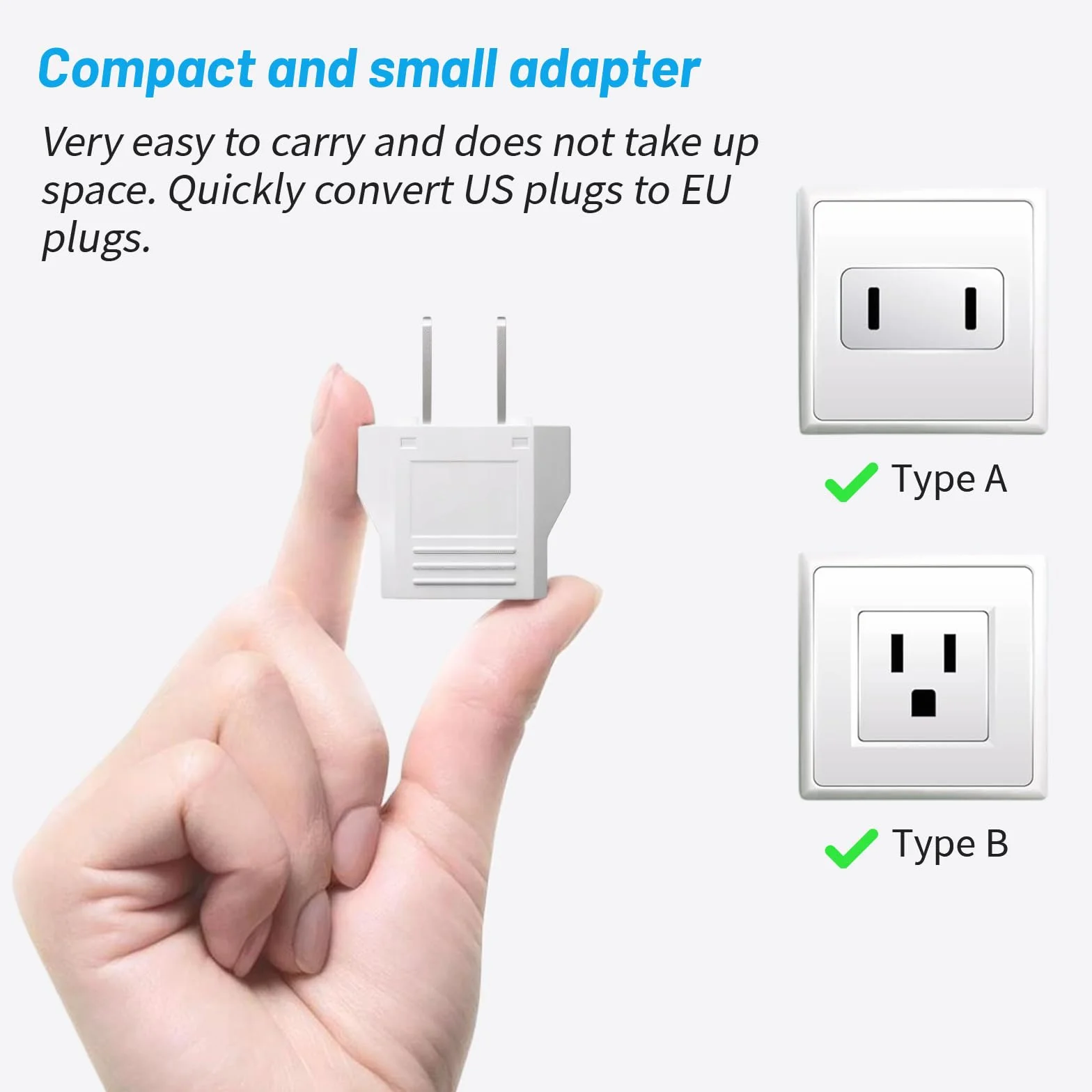 MAEXUS 4 adaptery podróżne, adapter US na UE, adapter podróżny USA, wtyczka konwersji prądu, lekki i kompaktowy adapter z wtyczką USA, idealny w podróży i podróży służbowych, 6 A/250 V (biały)