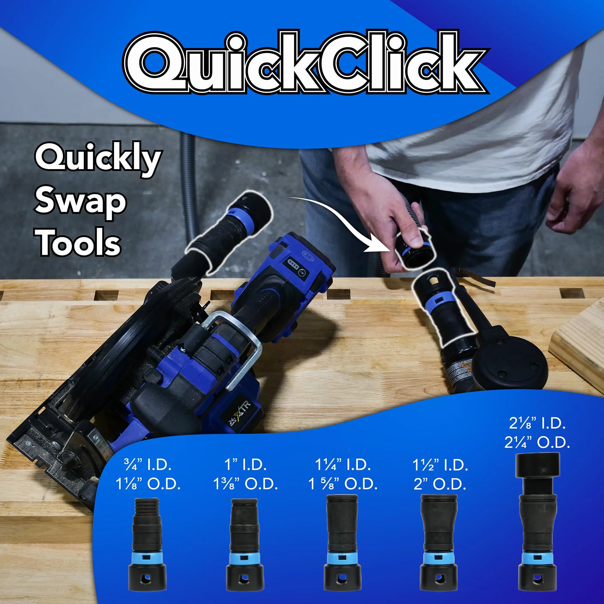 Cen-Tec Systems 95237 Quick Click Multi-Brand Power Tool Dust Collection, czarny, rozszerzony zestaw adapterów