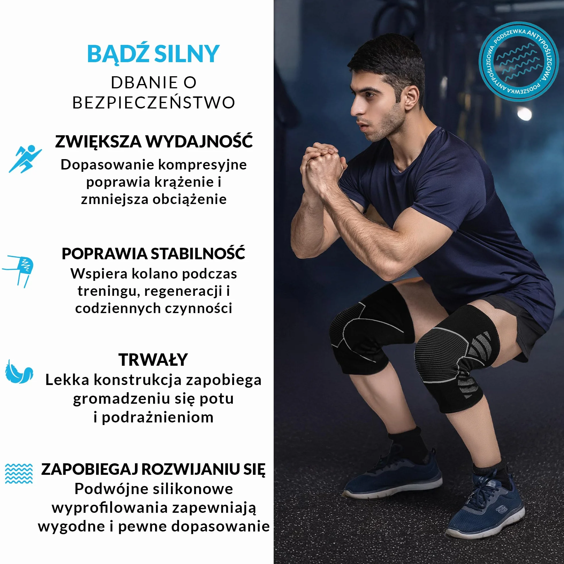360 RELIEF Orteza na kolano dla mężczyzn i kobiet – sportowy kompresyjny rękaw na kolano do biegania, kulturystyki, wsparcia stawów – orteza na kolano z workiem na pranie