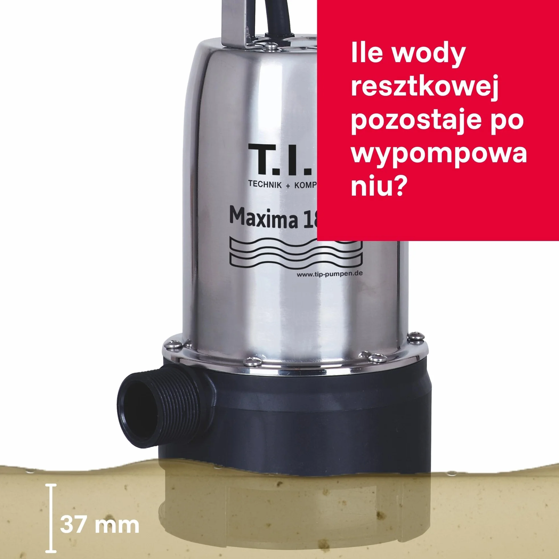 T.I.P. Pompa Zanurzeniowa TVX 7000 7000 l/h Stal Nierdzewna Automatyczny Pływakowy Wyłącznik