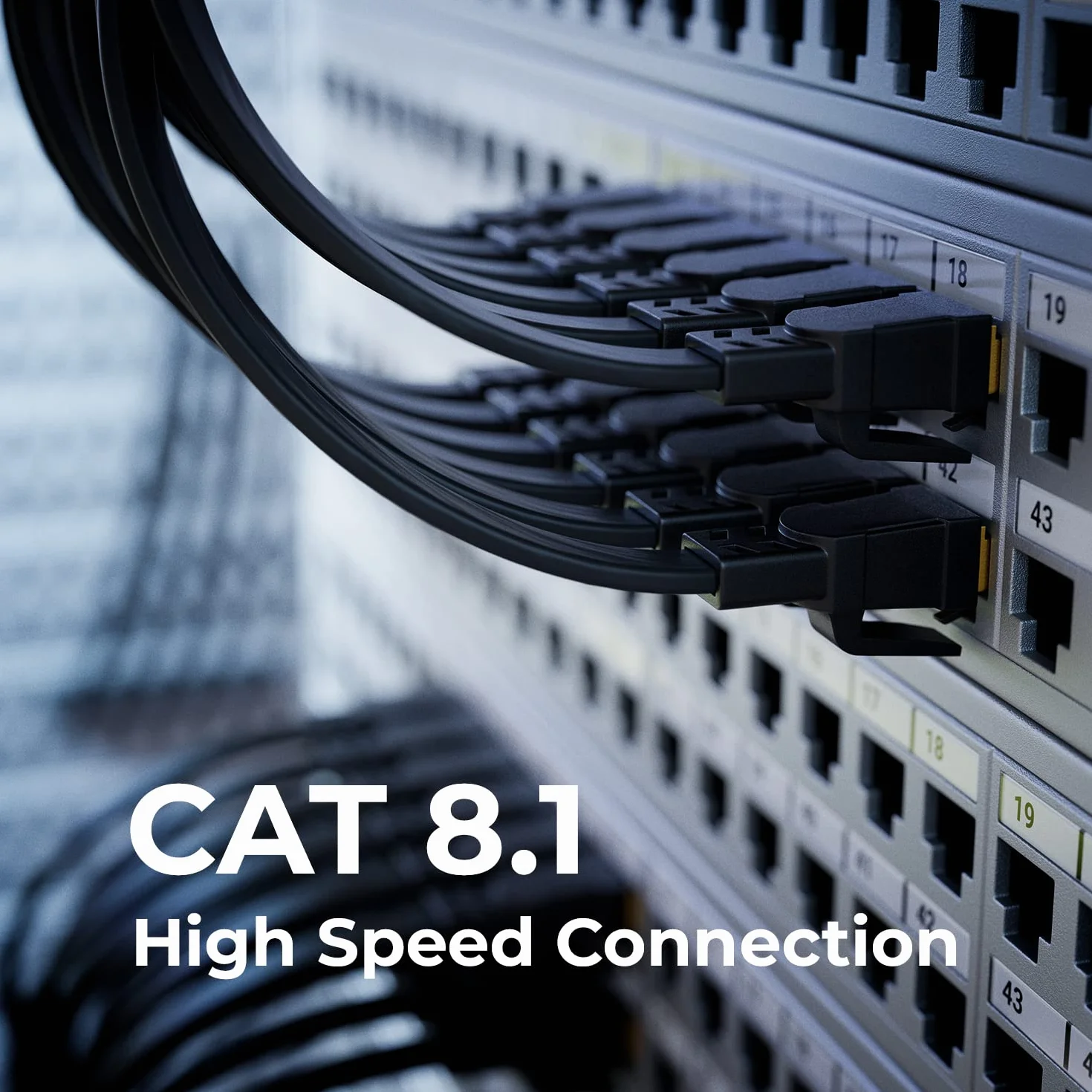 deleyCON 0,5m CAT 8.1 Płaski Kabel LAN Sieciowy Miedziany 40 Gbit 2000 MHz Patchkabel Gigabit Ethernet RJ45 Czarny