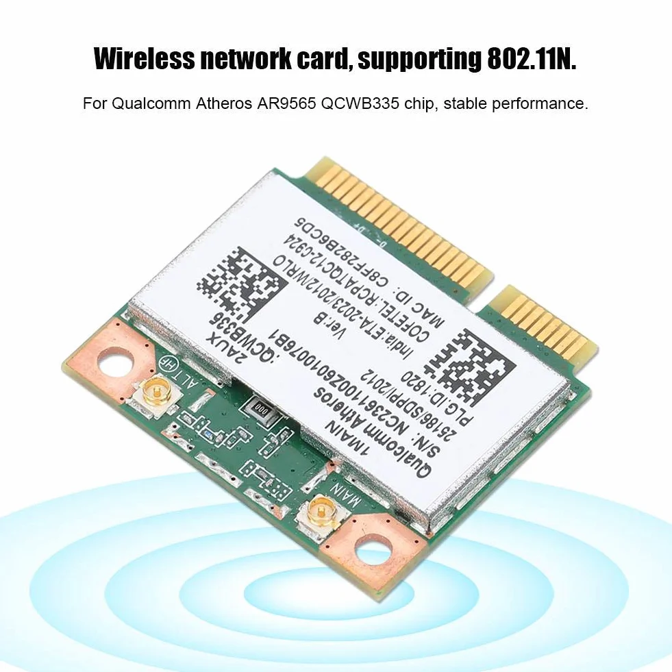 ASHATA Karta sieciowa Qualcomm Atheros AR9565 QCWB335 150M Mini PCI-E bezprzewodowa Bluetooth 2,4 G dla DELL
