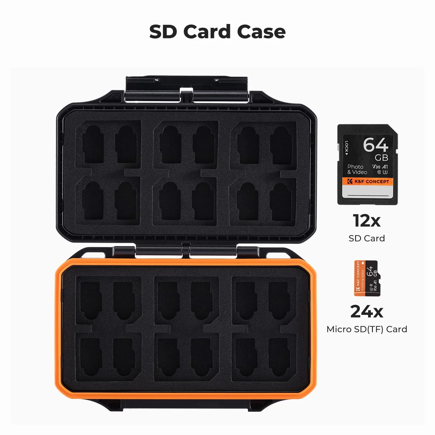 K&F Concept Etui na karty pamięci z 36 przegródkami, na 12 x SD i 24 x karty Micro SD (TF), wodoodporny, odporny na wstrząsy, przenośny organizer do przechowywania