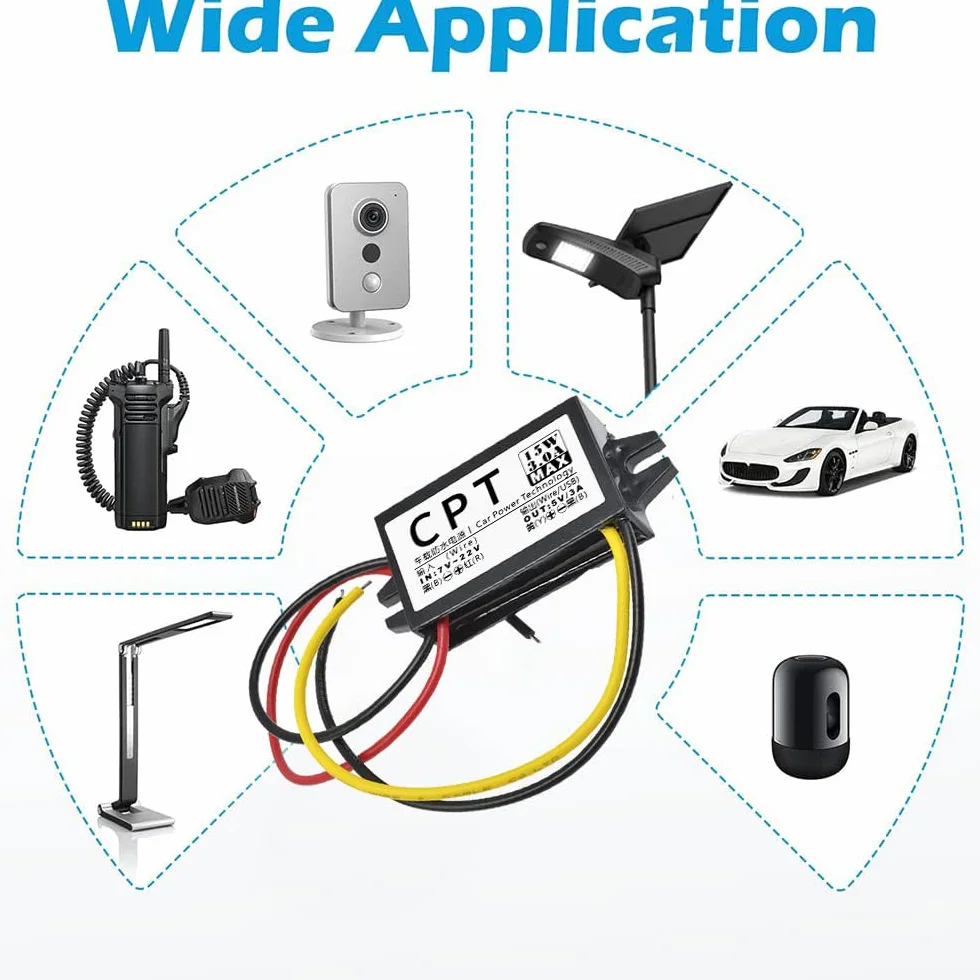 Adapter USB 12V na 5V DC Buck 3A 15W konwerter prądu samochodowego