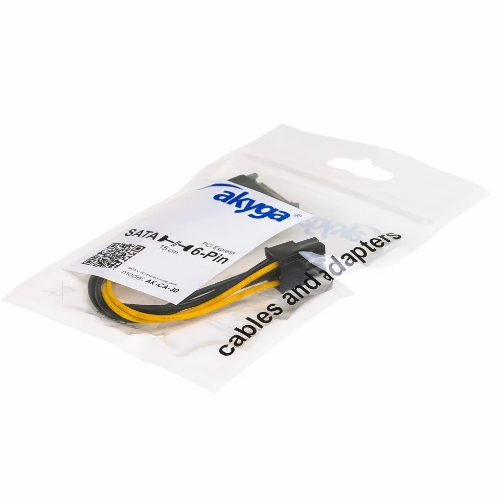 Adapter SATA / PCI-E 6-pin Akyga AK-CA-30 do karty graficznej z kablem M/F 15cm