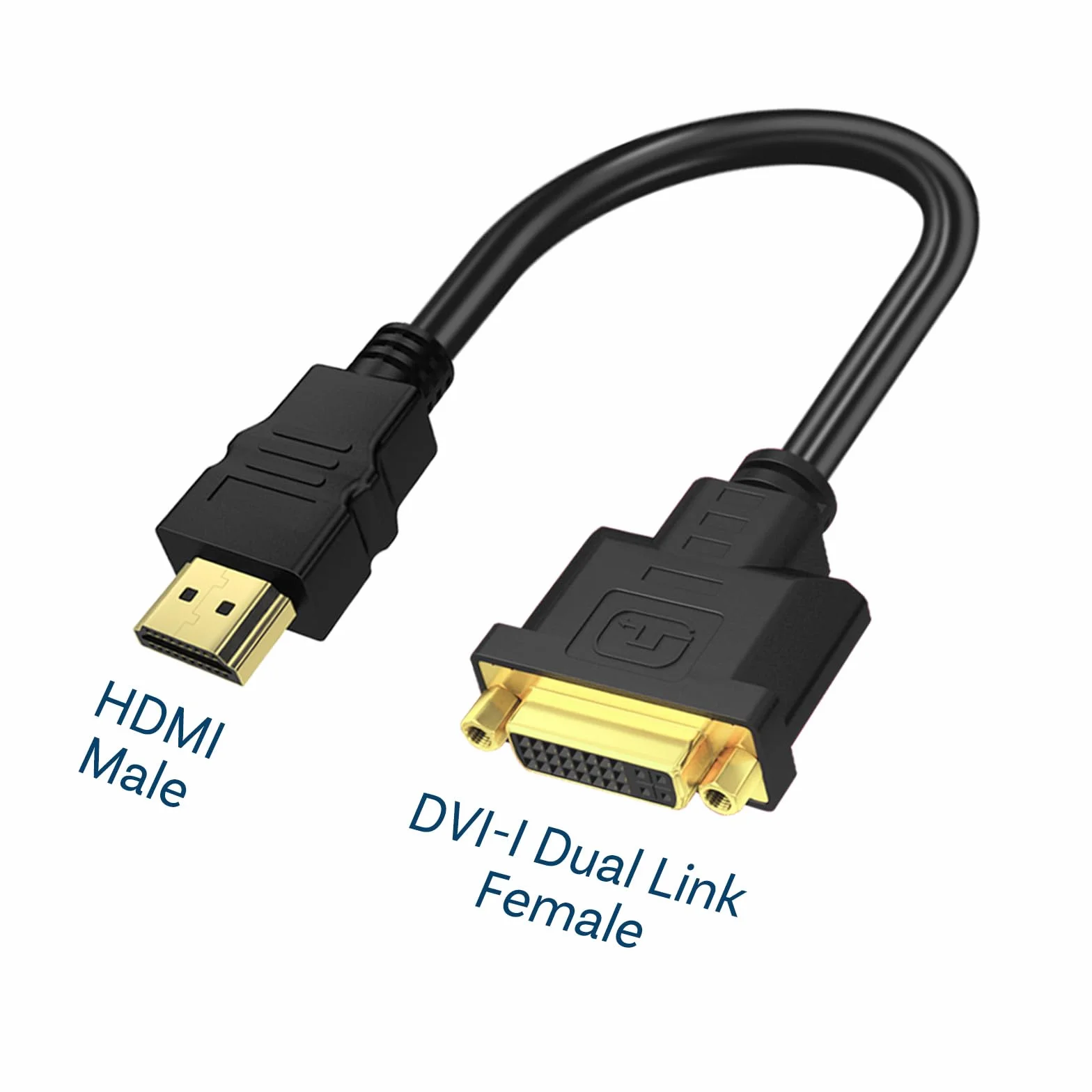 MMOBIEL Adapter Kabla HDMI na DVI - Dwukierunkowy - żeński DVI-I Dual Link na Męski HDMI - Konwerter Kablowy do Monitorów, PC, TV, Gier, Projektorów - 1080p Full HD 60Hz - Złote Złącze 0,3 m