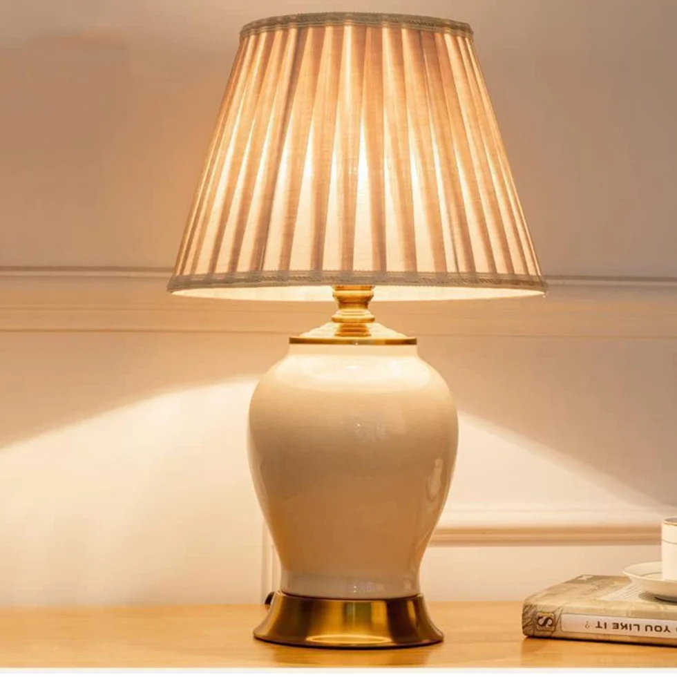 E27 ceramiczna lampa stołowa lampa hotelowa dekoracja lampka nocna sypialnia stolik nocny lampa do czytania (żarówka nie wchodzi w zakres dostawy) (biała)
