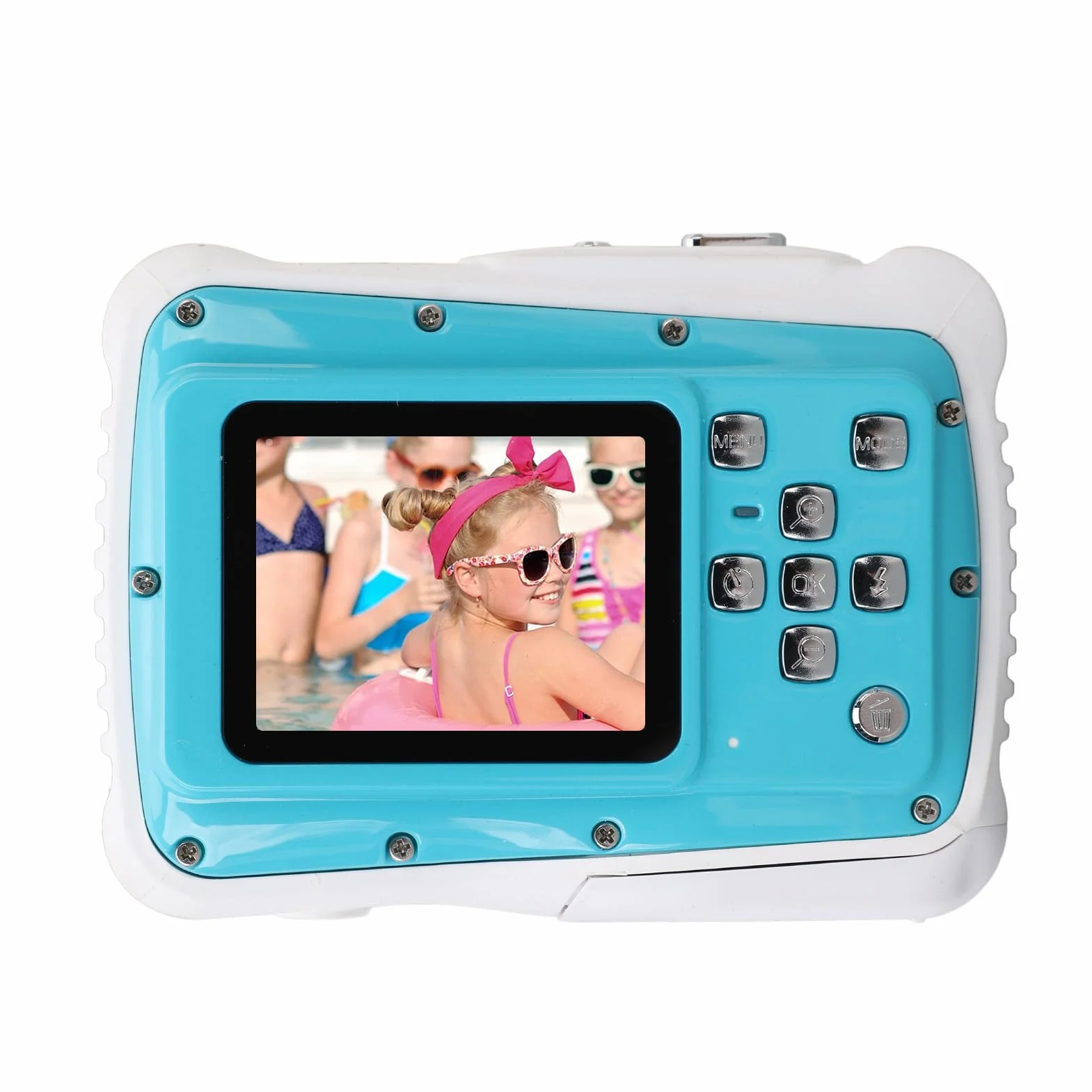 Aparat Podwodny, Wodoodporny Aparat Dziecięcy 12 MP HD, Aparat Cyfrowy, Ekran 2,0 Cala, Zoom Cyfrowy 8X, Wiele Funkcji, głębokość Pod wodą 3 M, Mocna Lampa Błyskowa, Pielęgnuj