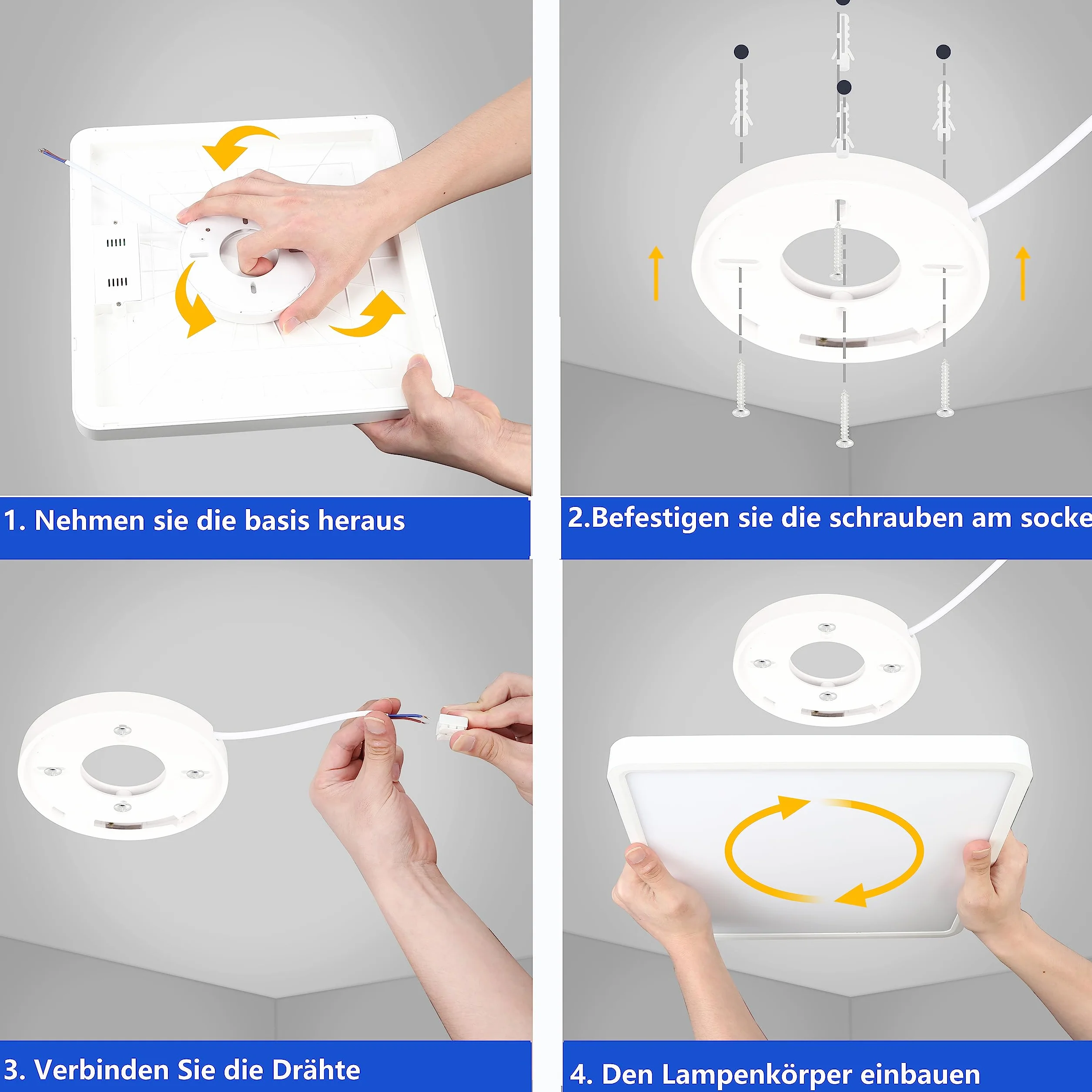 Ouyulong Lampa sufitowa Led z możliwością ściemniania 36 W, lampa sufitowa z pilotem, 3000-6500 K, regulowana jasność od 10% do 100%, 3100-4200 lm, funkcja timera, odpowiednia do sypialni, salonu