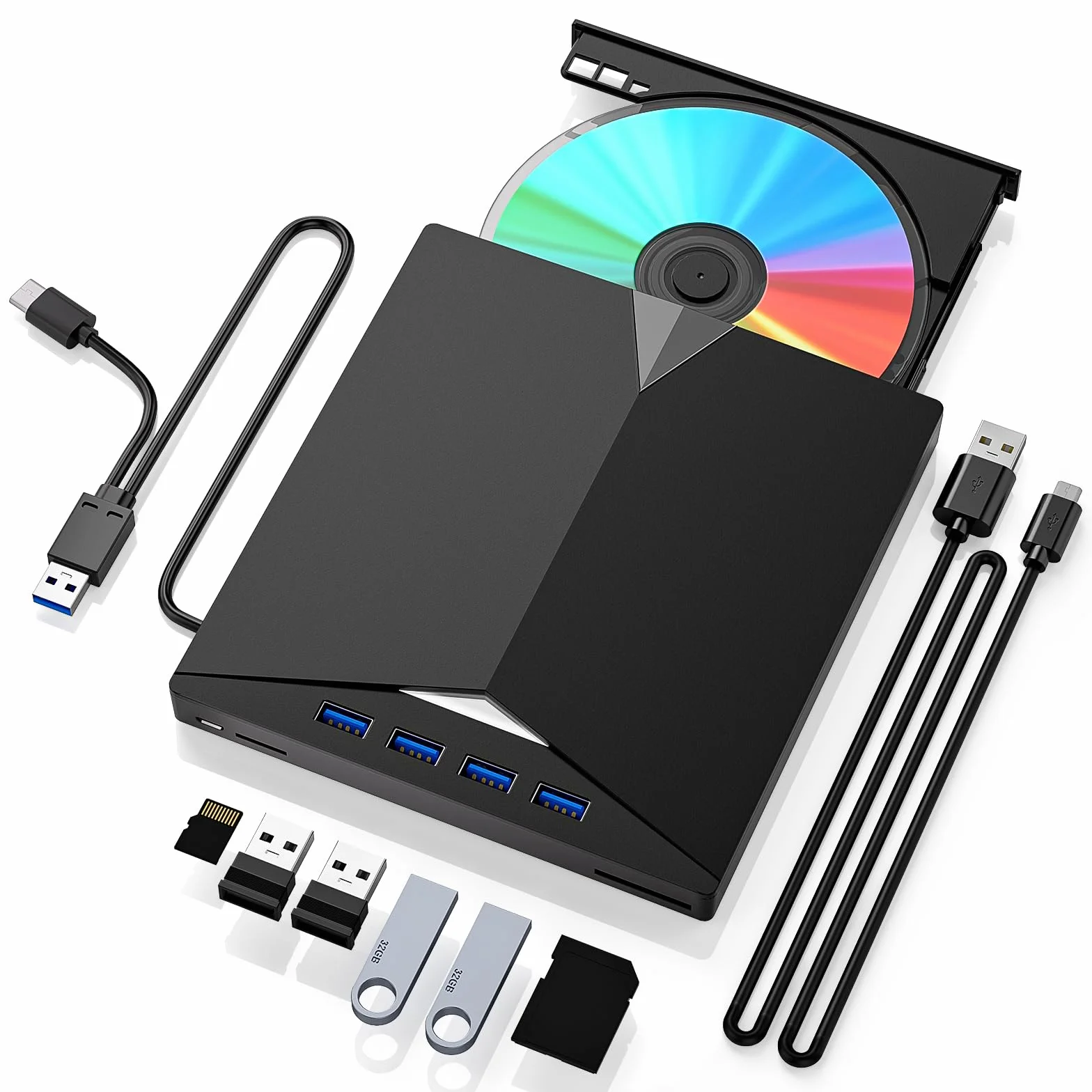 Przenośny zewnętrzny odtwarzacz DVD CD USB 3.0 typ C do PC laptop D02