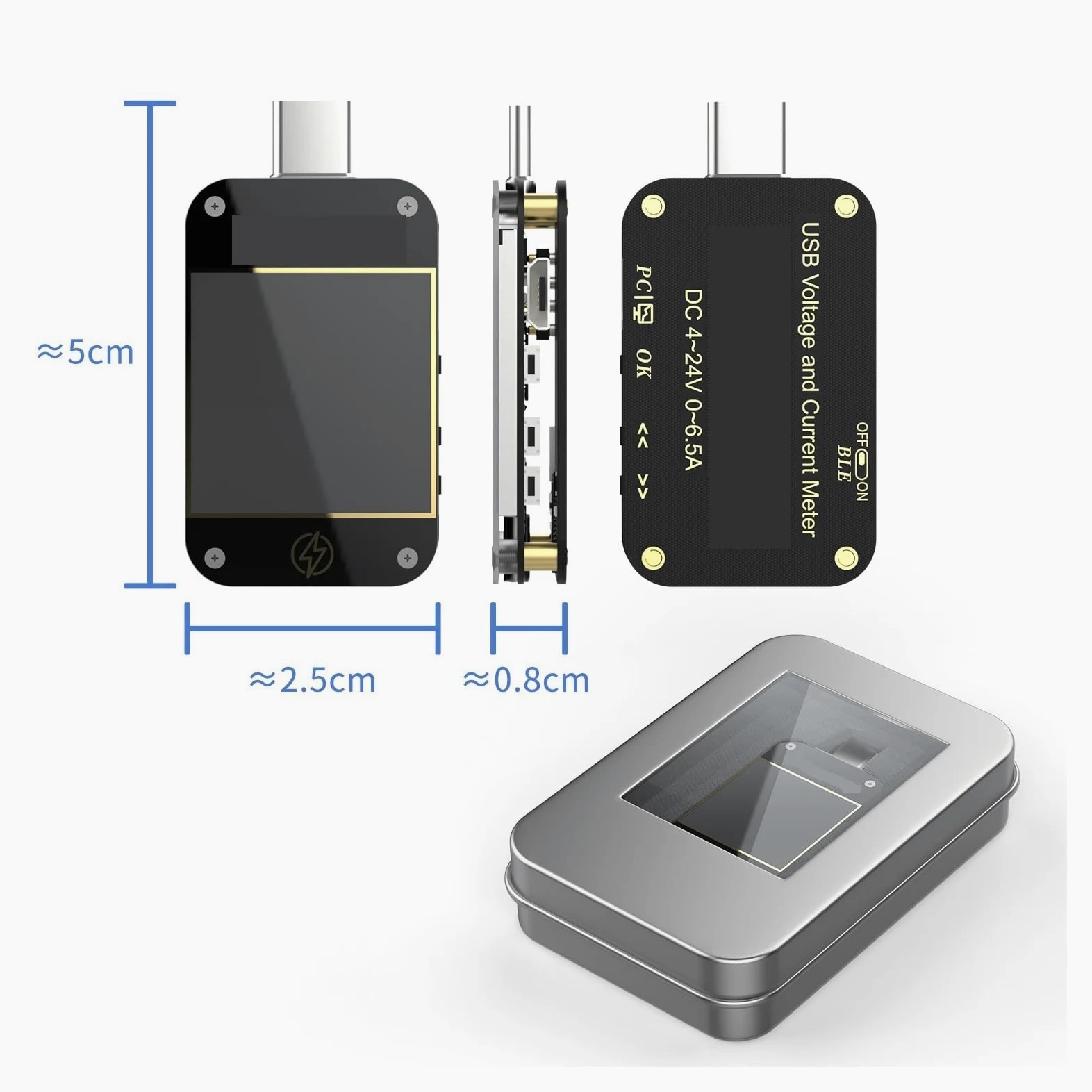 Tester USB Tester PD Typu C USB C Amperomierz Woltomierz Test Protokołu Szybkiego Ładowania Miernik Napięcia Typu C Z Oprogramowaniem Komputerowym(Tester)