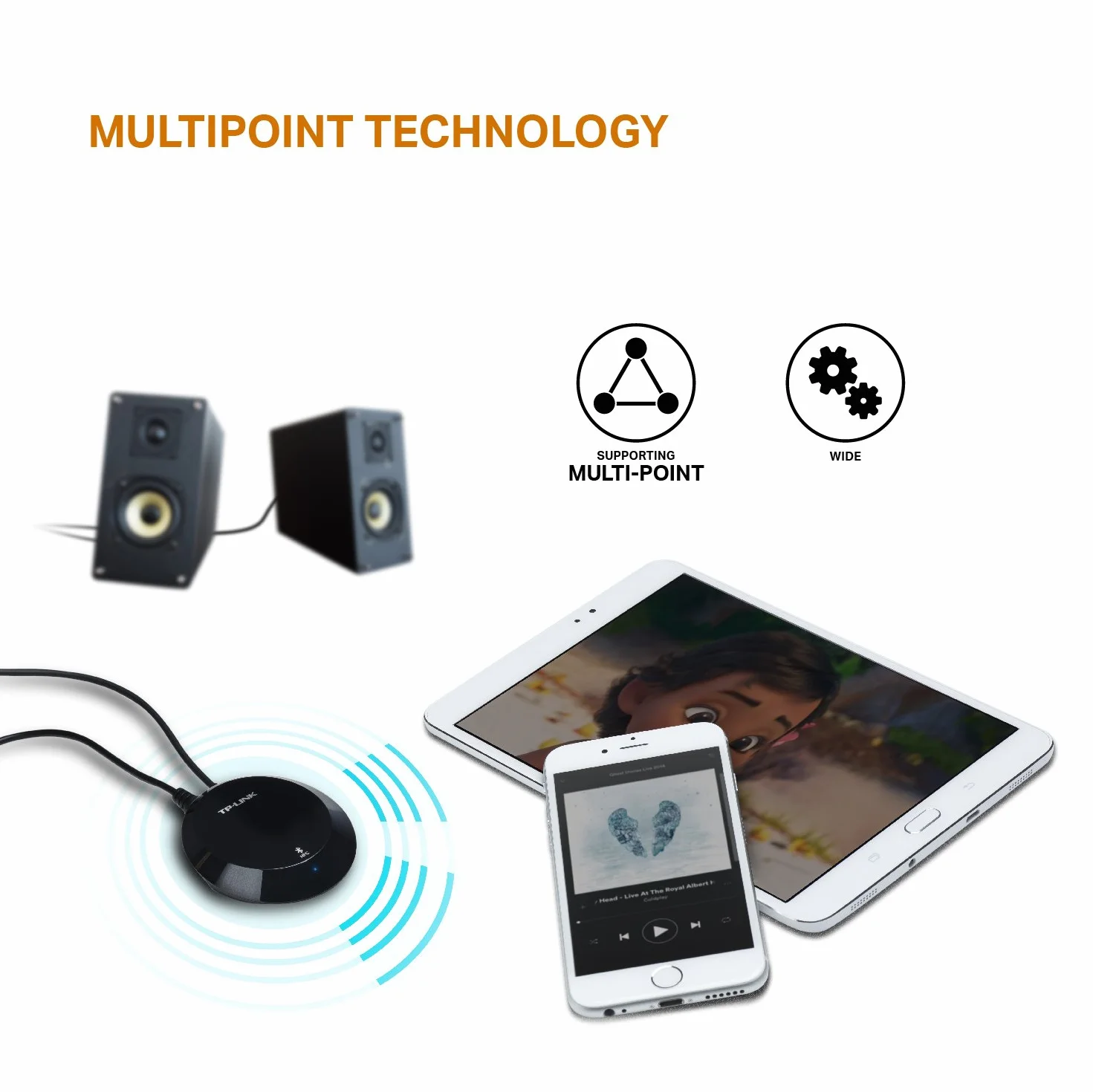 TP-Link Bluetooth Stereo Audio Music Receiver Adapter with NFC Technology for iPhones, iPads, Smartphones, Tablets, Laptop and any Bluetooth-enabled device, 3.5 mm or RCA Jacks - Black (HA100)