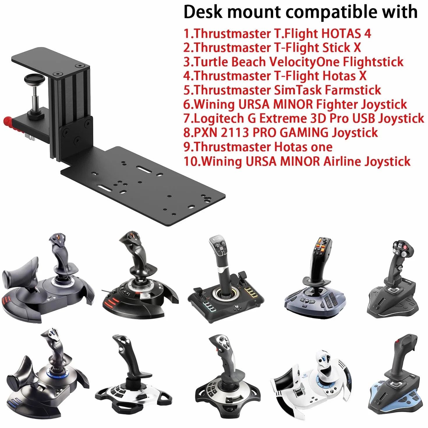 Uchwyt stołu na muchę pasuje do Logitech G Extreme 3D Pro Joystick, Turtle Beach VelocityOne Flightstick, Thrustmaster T.Flight HOTAS