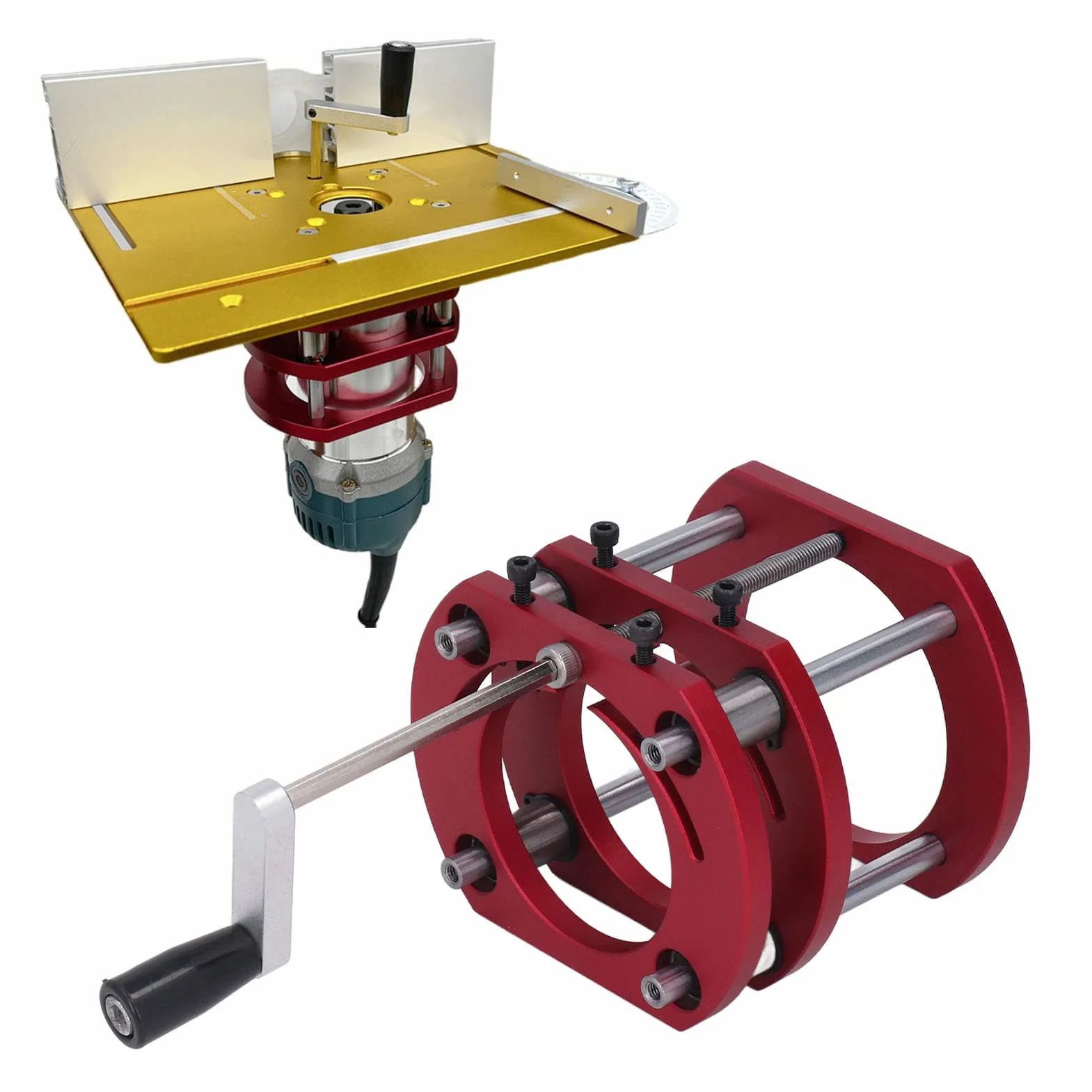 Router Lift Podstawa ze stopu aluminium ze stali nierdzewnej 4 szczęki zaciskowe Router Stół System podnoszenia baza routera