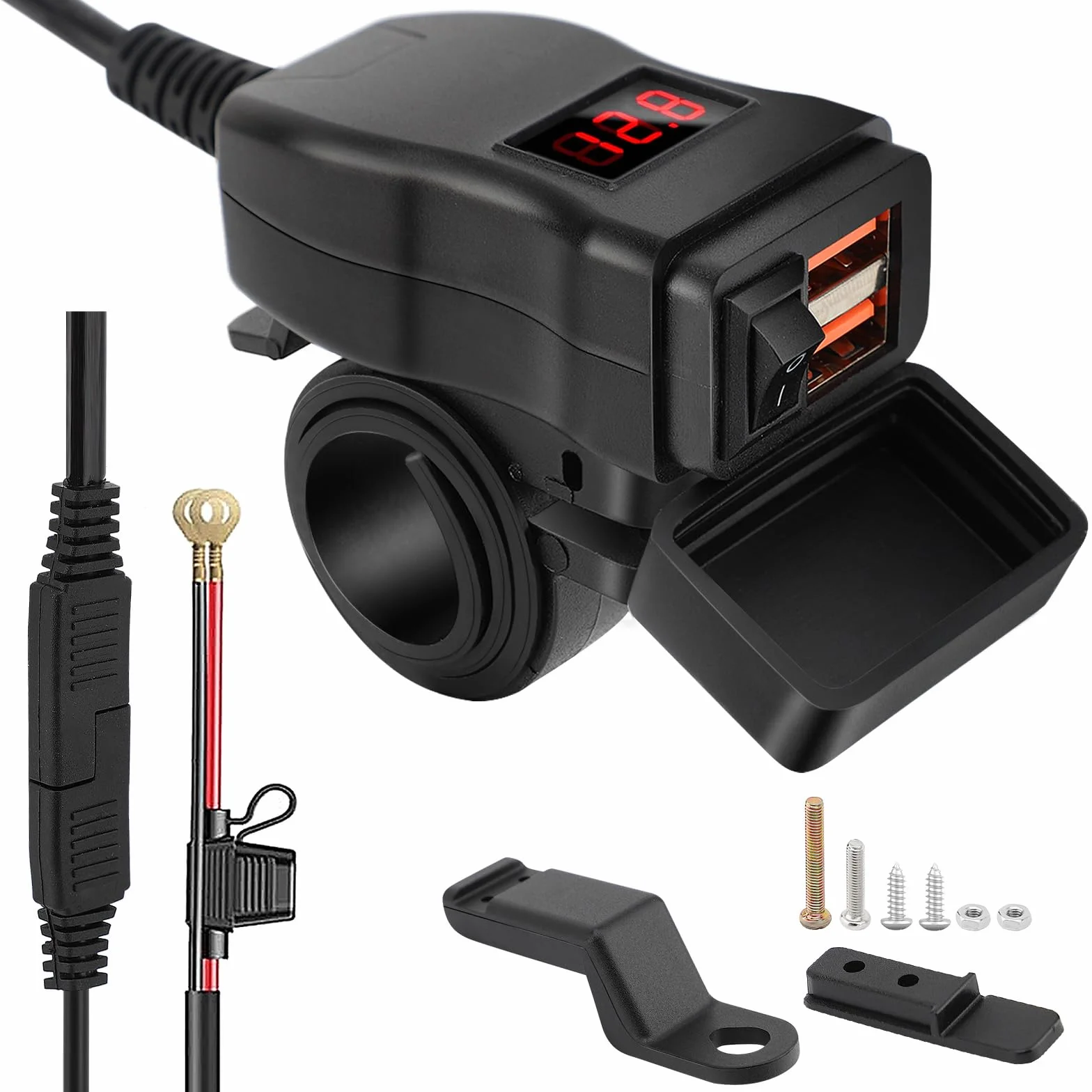 Ładowarka USB do motocykla 12V-24V wodoszczelna IP65 z woltomierzem