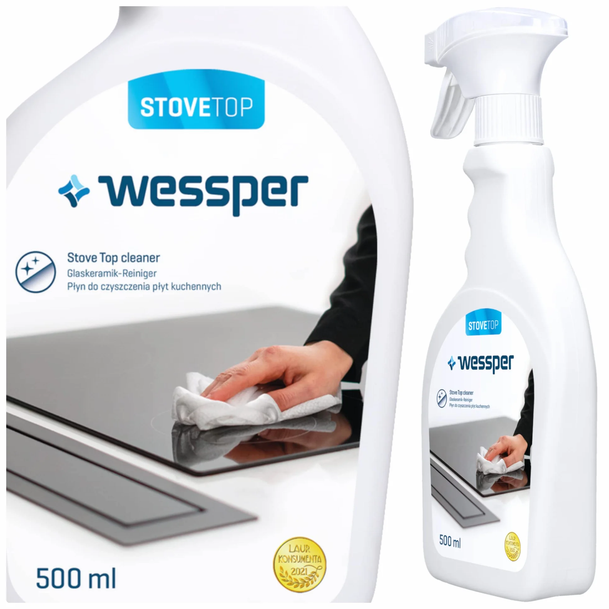 Wessper 2x Środek do Czyszczenia Płyt Indukcyjnych i Ceramicznych 500 ml | Szybko Usuwa Tłuste Zabrudzenia, Długotrwały Połysk