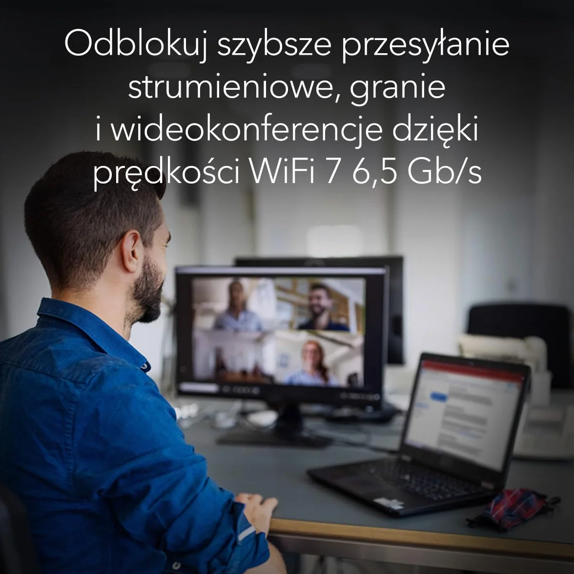 Adapter USB 3.0 NETGEAR Nighthawk WiFi 7 (A9000) – trójpasmowa karta sieciowa BE6500 Gigabit (6,5 Gb/s) – pasmo 6 GHz – działa z każdym routerem i siecią mesh – dla komputerów z Windows 11
