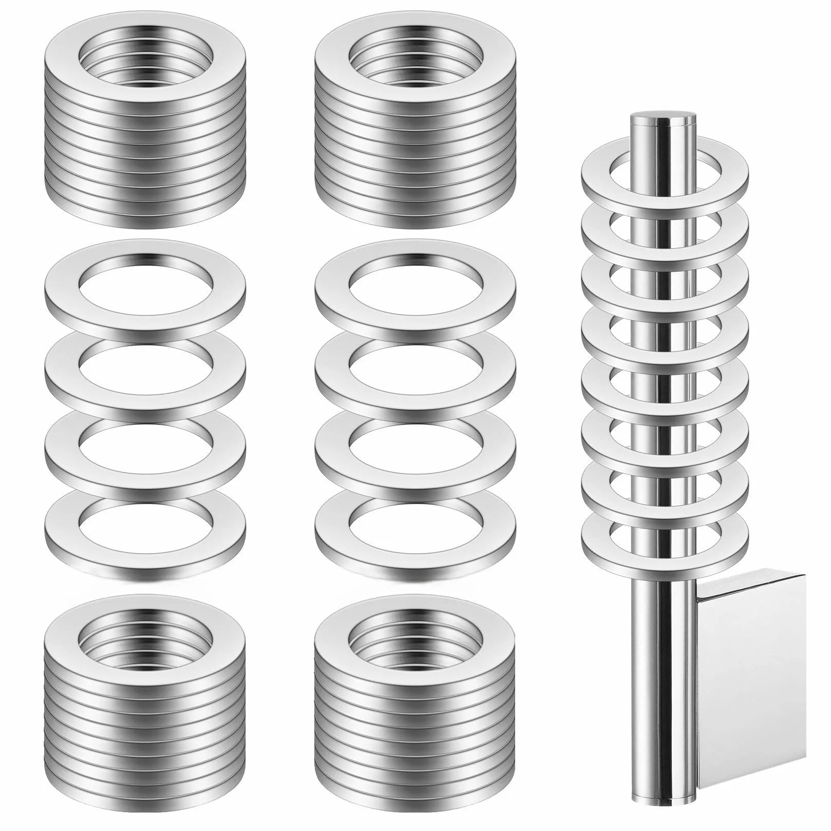 Zestaw 60 Podkładek do Zawiasów, Pierścień montażowy drzwi pokojowych, Ø 10mm x 15mm, Podkładki Stalowe do Drzwi Standardowych, Akcesoria Montażowe