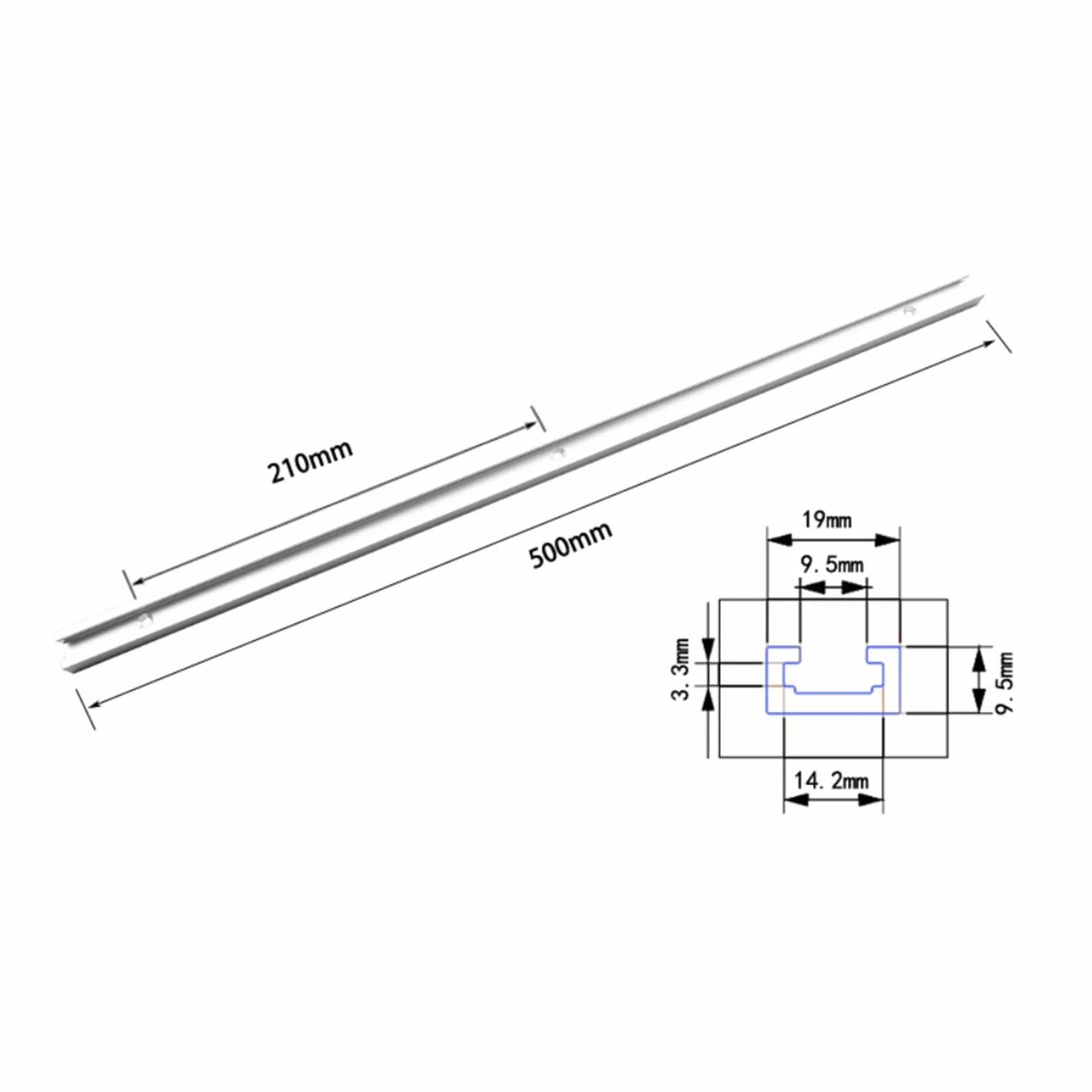 Płyta ślizgowa ze Stopu Aluminium T Tor 800 Mm T Tor Szczelinowy T Płyta ślizgowa Szczelinowa, ze śrubami ze Stali Nierdzewnej Piły Taśmowe do Routerów Prasy Wiertnicze Sklep(0.5m T slot)