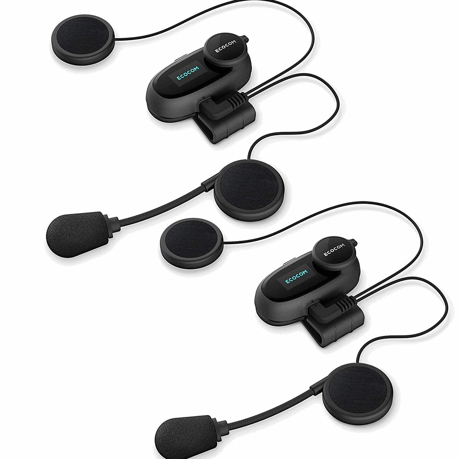 ECAS01D kask motocyklowy Bluetooth interkomowy system komunikacji zestaw słuchawkowy, czas rozmów 8 godzin, tarcza do biegania, zasięg interkomu 1 km, kontrola hałasu, radio FM, dwupak