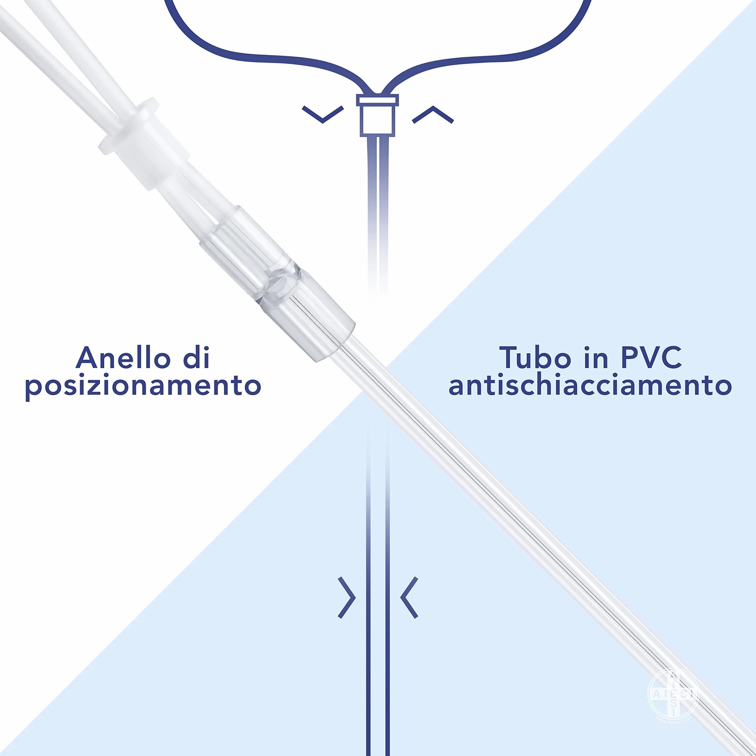 AIESI® HOSPIGEN okulary tlenowe przezroczyste dla dorosłych z wężem o długości 2,1 m (opakowanie 10 sztuk)