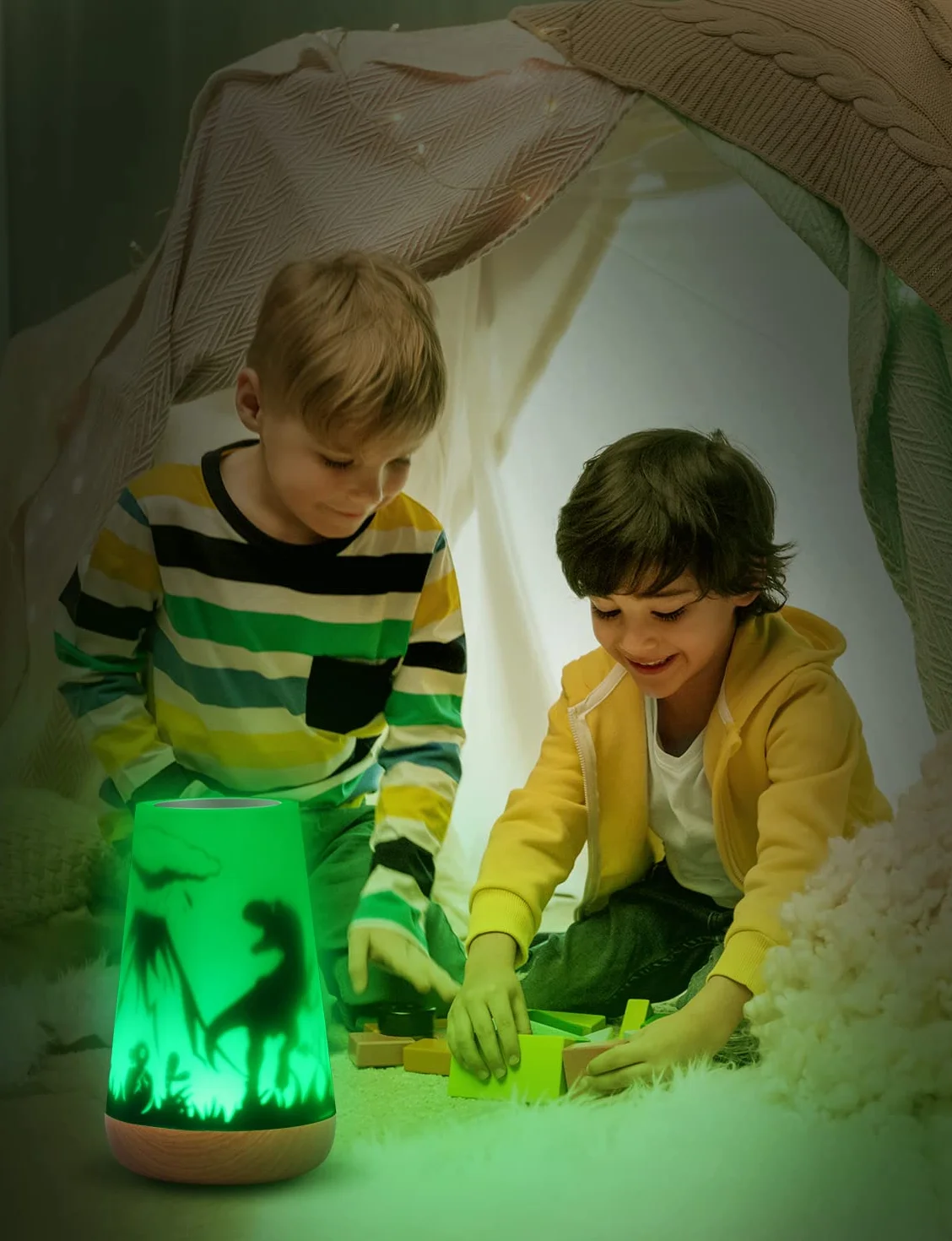 Mostof Lampka nocna LED z motywem dinozaura, z pilotem zdalnego sterowania, możliwość ściemniania, sterowanie dotykowe, figurki wróżki ze skrzydłami, kolory RGB (elfy) (dinozaury, 16 kolorów)
