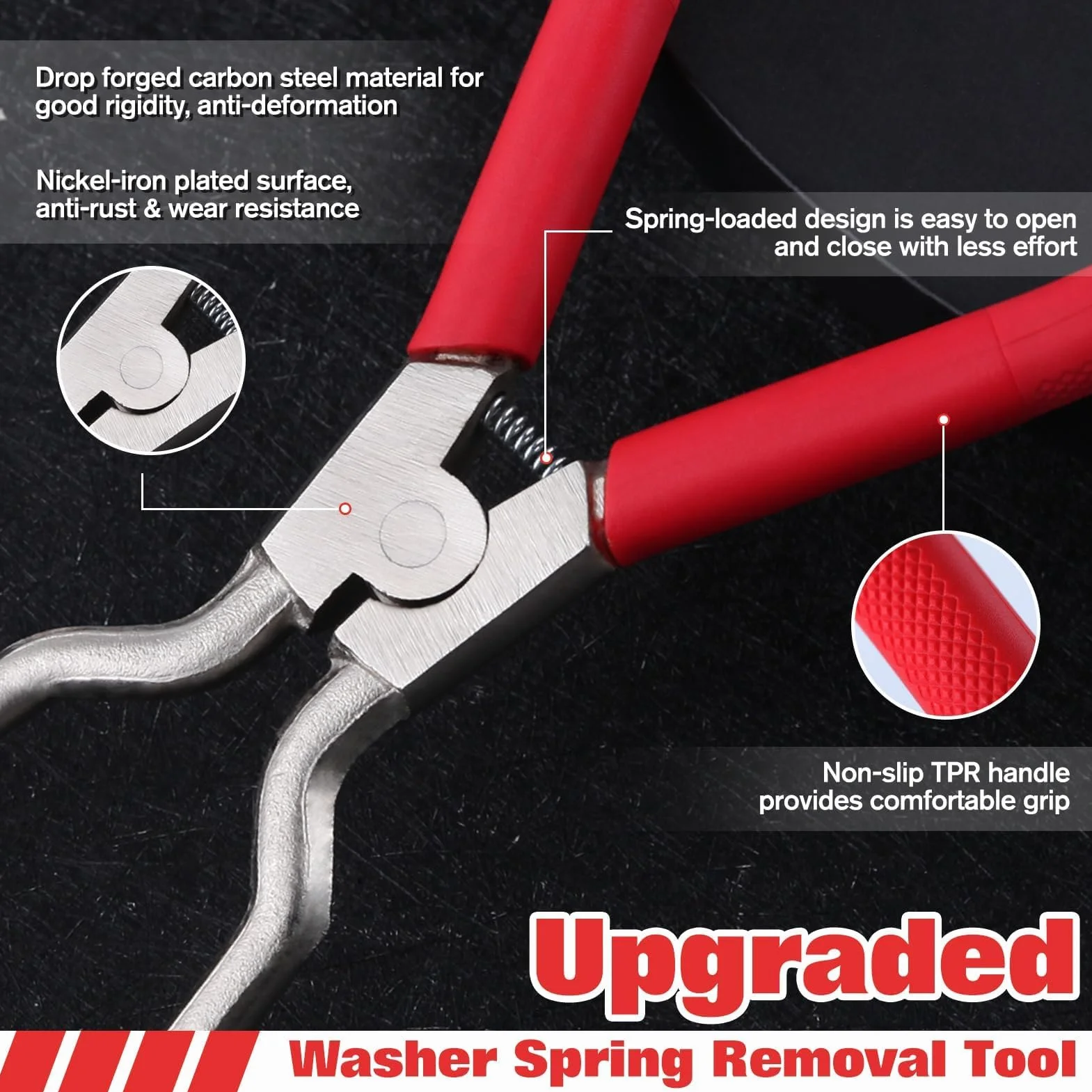 LEONTOOL Ulepszone narzędzie do rozprężania sprężyn do wanny wewnętrznej/zewnętrznej, maksymalne rozszerzenie 148 mm, narzędzie do usuwania sprężyn podkładkowych, uszczelka drzwi, zacisk sprężynowy