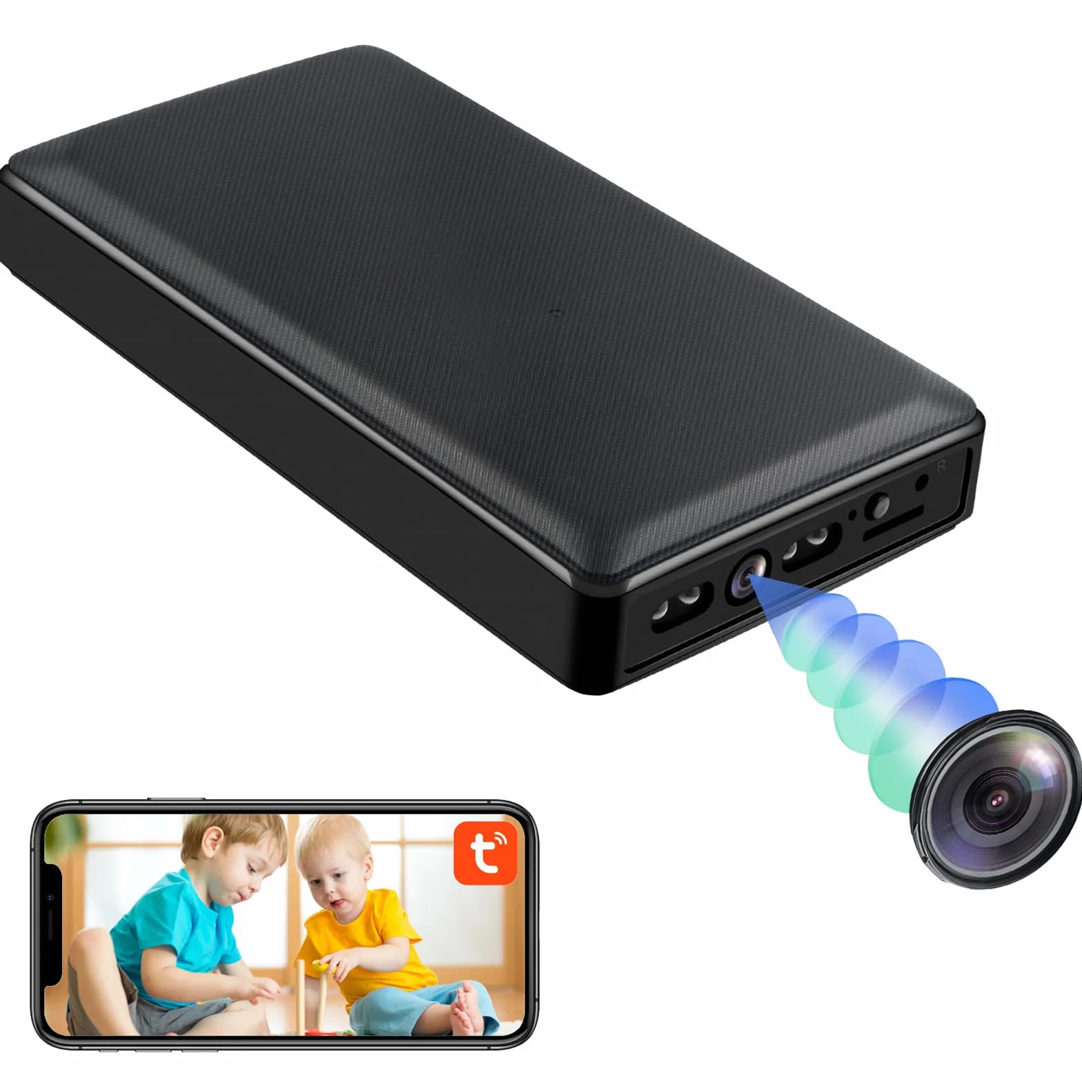 Ukryta kamera WiFi 2,4/5G HD 1080P Mini kamera szpiegowska Powerbank 10000 mAh z noktowizją i detekcją ruchu