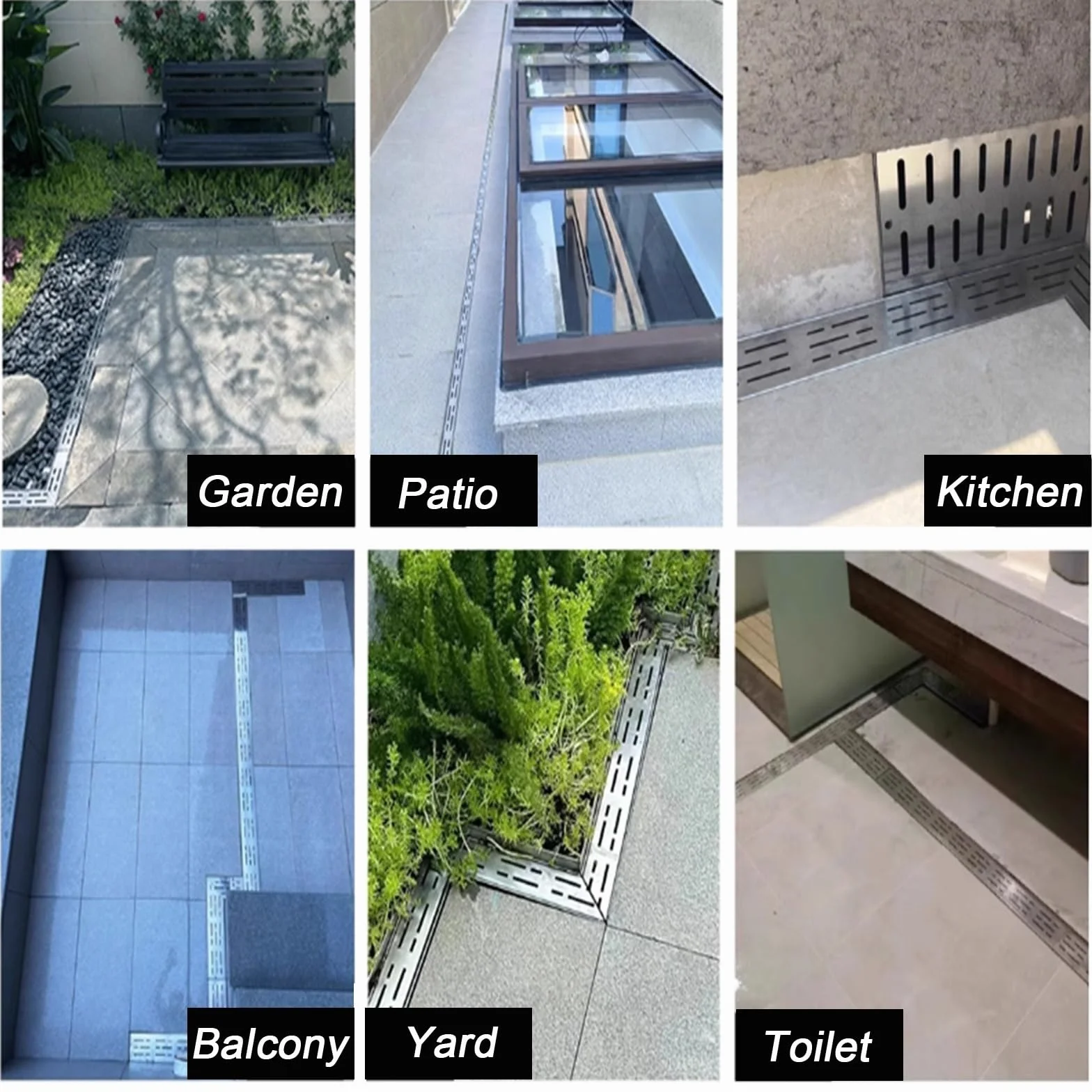 Filtry odpływowe ze stali nierdzewnej, 3,5 cm, wąski, niskoprofilowy, łączony, na patio, garaż, podjazd, do ogrodu, na deszczówkę, 304 (2 sztuki, szer. 5 x wys. 3 x dł. 100 cm)