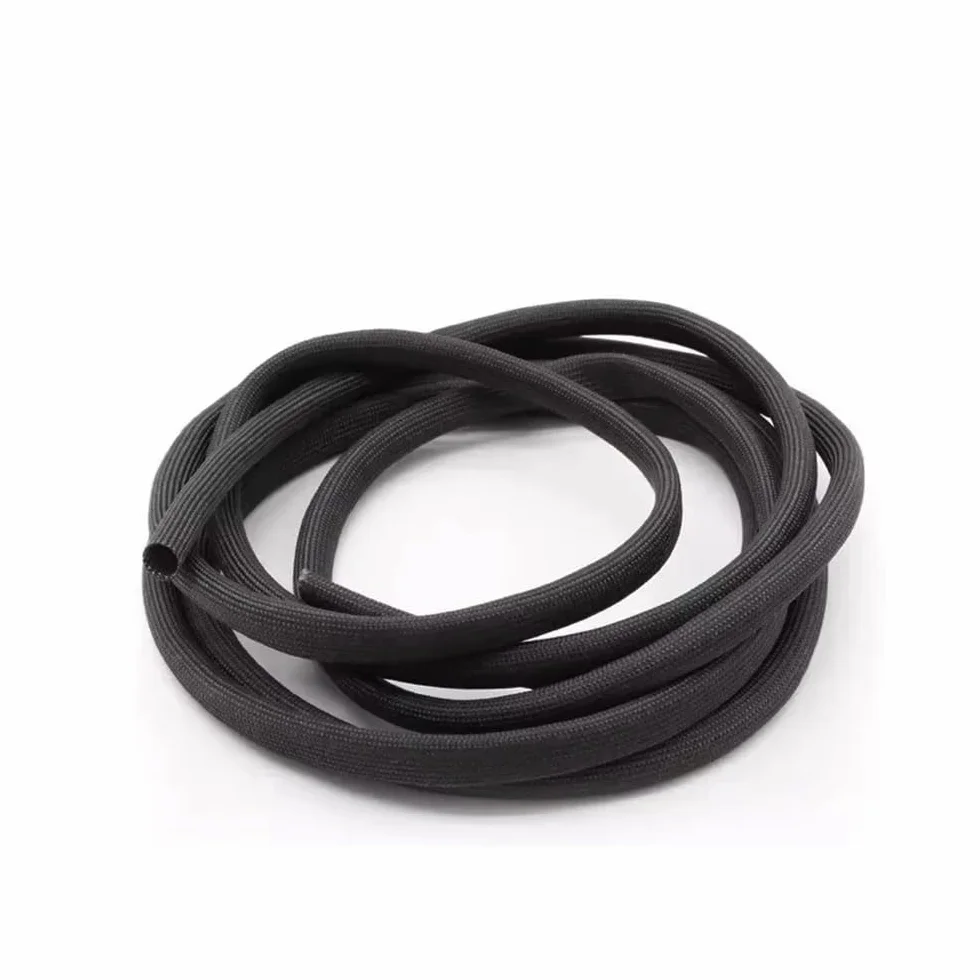 Odporna na wysokie temperatury czarna tuleja z włókna szklanego 15 m - miękki warkocz, ochrona przed ciepłem 600°C (6 mm)