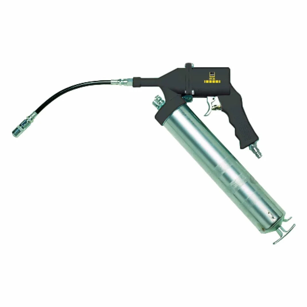 Schneider DGKD040025 prasa do smaru na sprężone powietrze (ręczna prasa smarowa, 0,6 l na skok, ciśnienie robocze 2-10 bar, w zestawie wąż przyłączeniowy 200 mm)