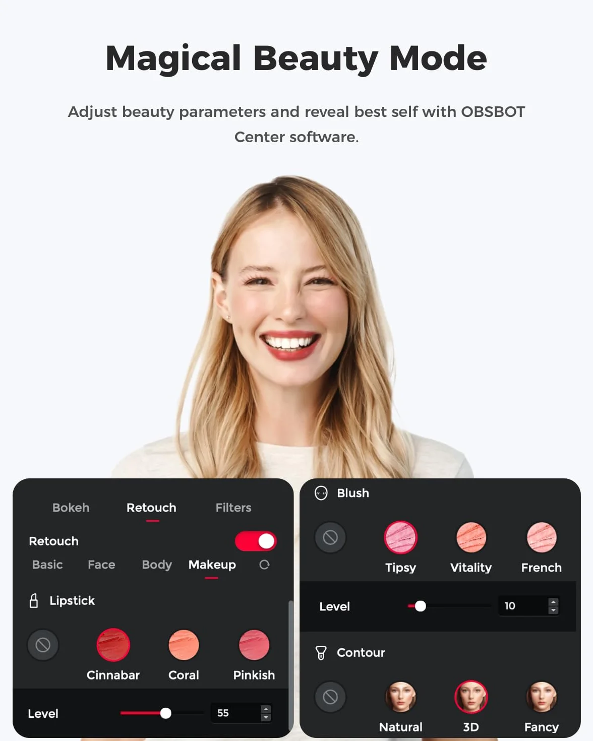 OBSBOT Meet 2 4K Webcam with 1/2" Sensor AI Framing Autofocus HDR Microphone 60 FPS for Streaming Meeting Gaming Space Grey
