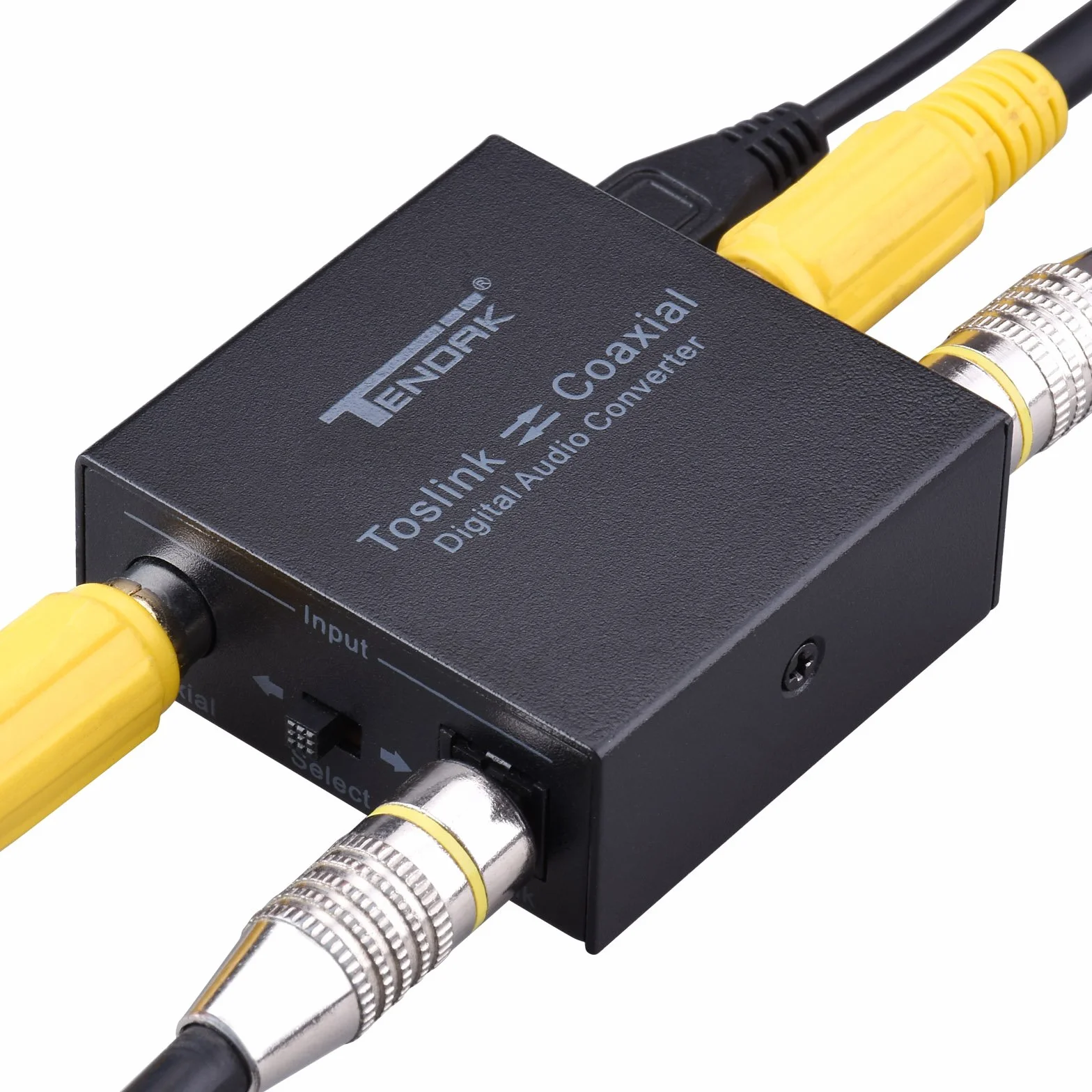 Tendak Dwukierunkowy optyczny SPDIF Toslink do współosiowego cyfrowego konwertera audio, koncentryczny na optyczny SPDIF Toslink cyfrowy rozdzielacz audio z kablem USB