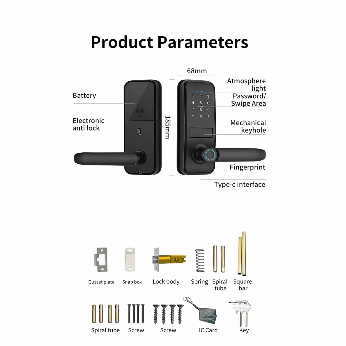 Smart Lock Bezkluczowy Biometryczny Bluetooth Slepek Srebrzysty
