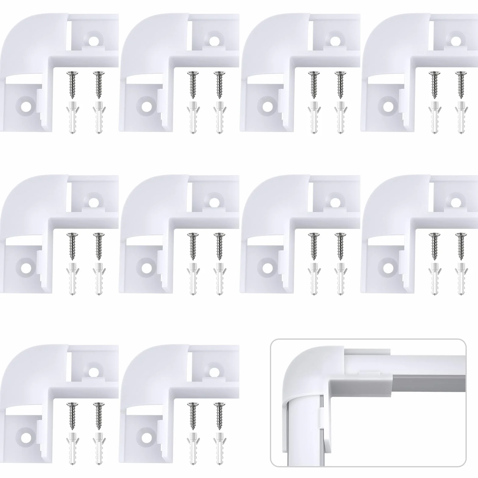 HOMMAND Złącze narożne 90 stopni, 10 szt., złącza narożne do profili LED, 90 stopni złącza kątowe LED do profilu aluminiowego LED w kształcie litery V, śruby w zestawie