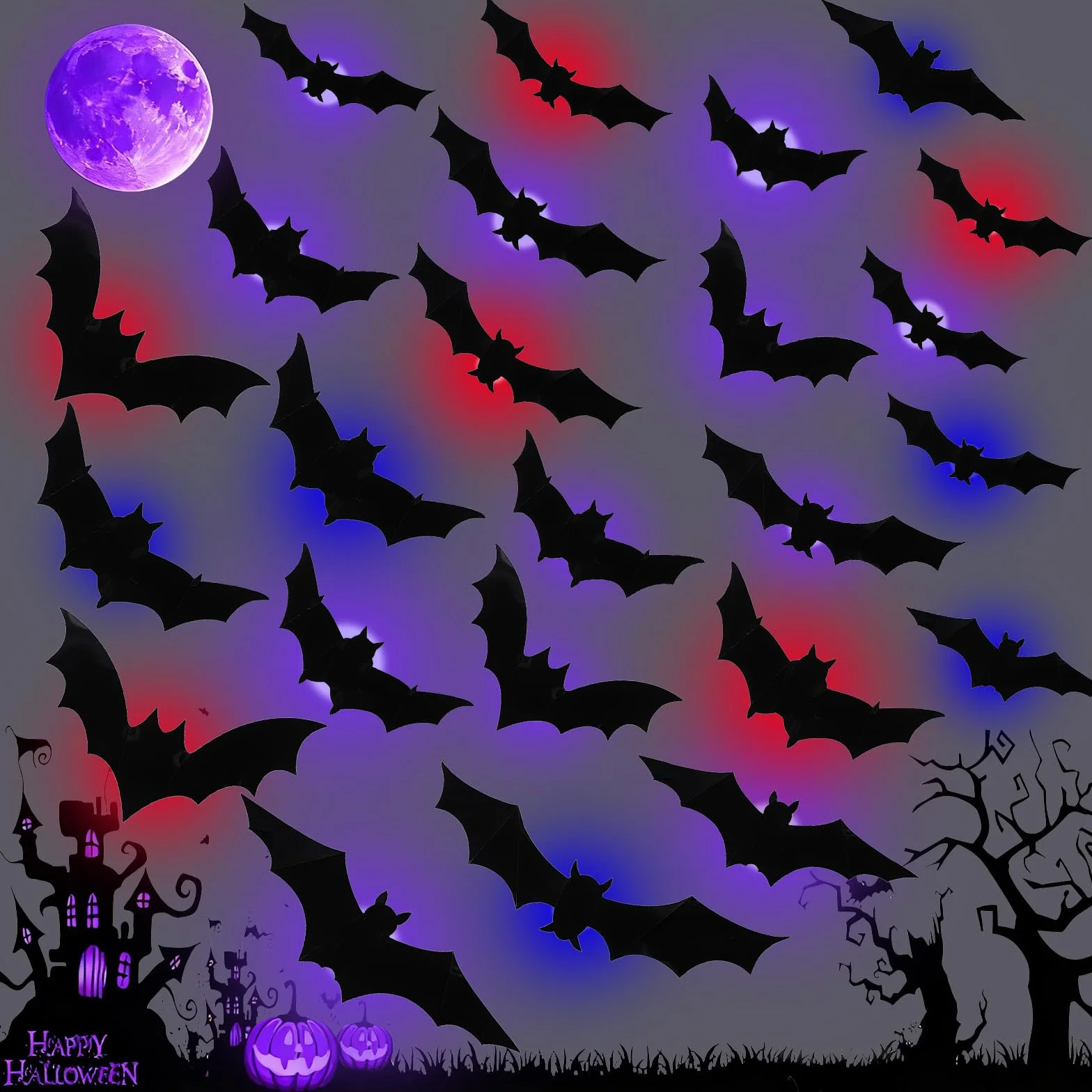 Dekoracja nietoperza Halloween (kolorowa)