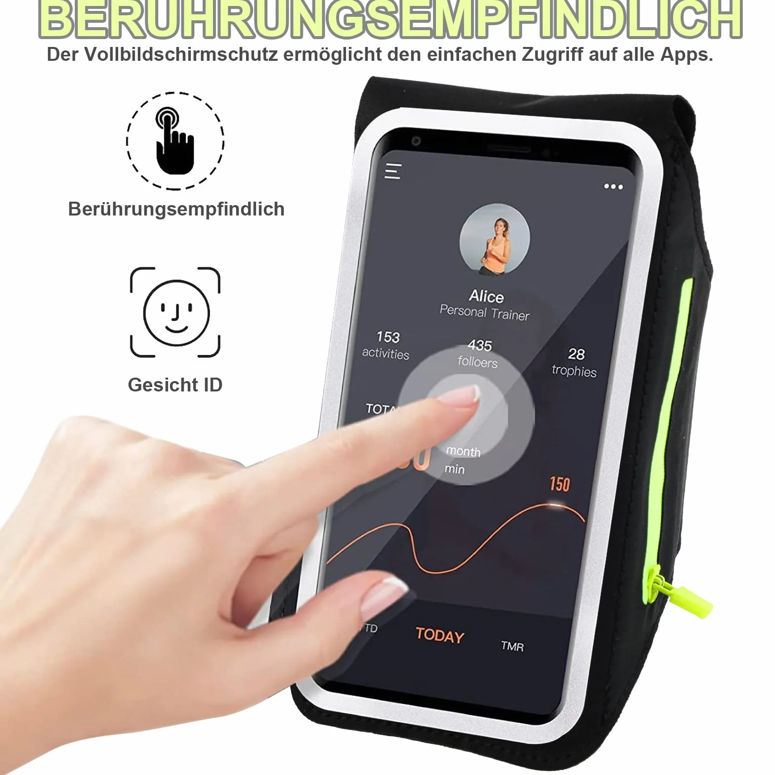 Wodoodporna opaska sportowa z kieszonką na telefon, kompatybilna z iPhone 16/15/14/13 Pro, Galaxy S25/S24, Huawei, Xiaomi, Google Pixel (do 6,8")