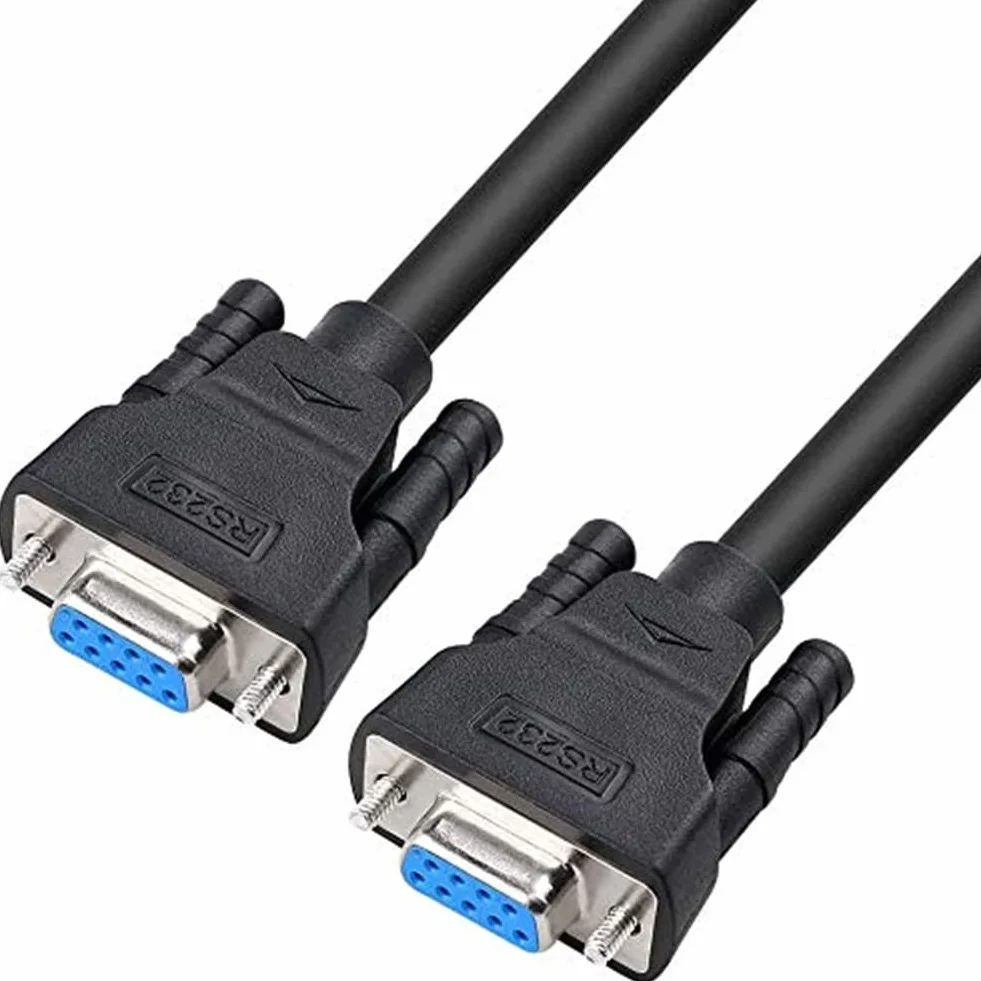 DTECH DB9 RS232 kabel szeregowy gniazdo do gniazda kabel modemowy pełny Handshake 7-przewodowy zwrotnica częstotliwości do transmisji danych (1,5 stopy, czarny)