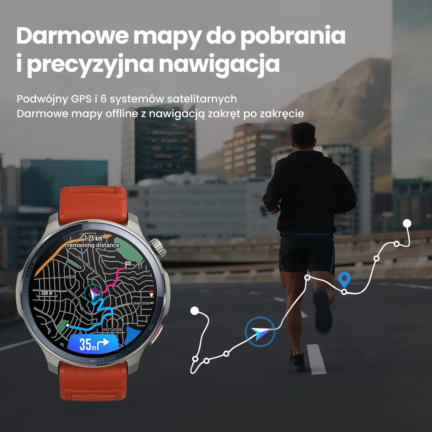 Amazfit Balance 2 Smartwatch 47 mm AMOLED Szkło Szafirowe Dual GPS 21 dni baterii