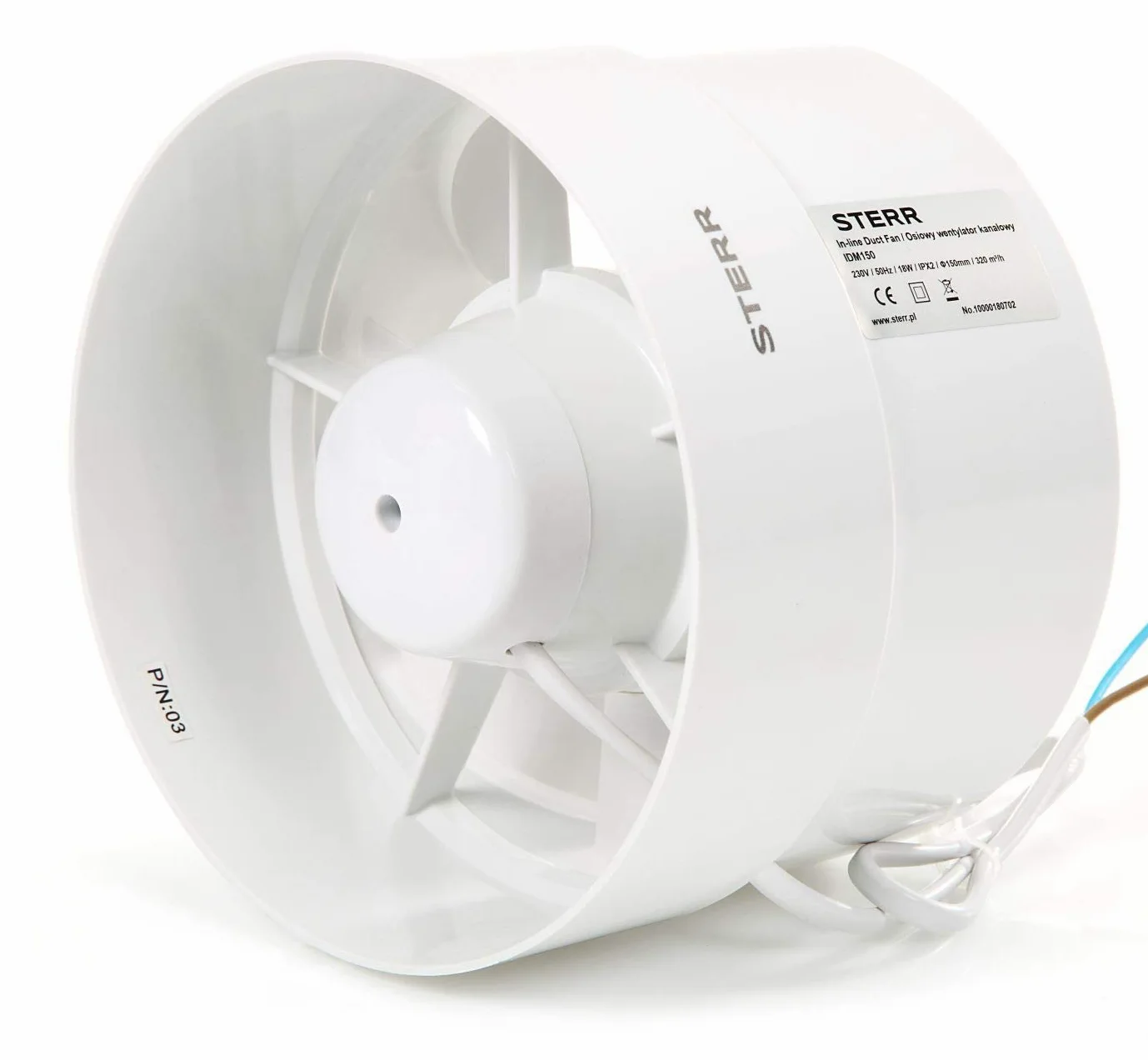 IDM150 - STERR Wentylator kanałowy 150 mm - Wentylator kanałowy - Wysoka jakość - Cichy - Do łazienki - WC - Kuchni - Szklarni - Namiotu - Garażu