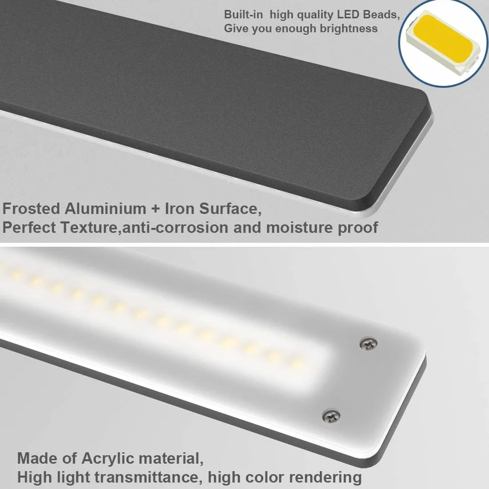 Klighten Lampa do lustra łazienkowego, 100 cm, 30 W, IP44, nowoczesna lampa ścienna do łazienki, 180 diod LED, naturalna biel, 4500 K, czarna